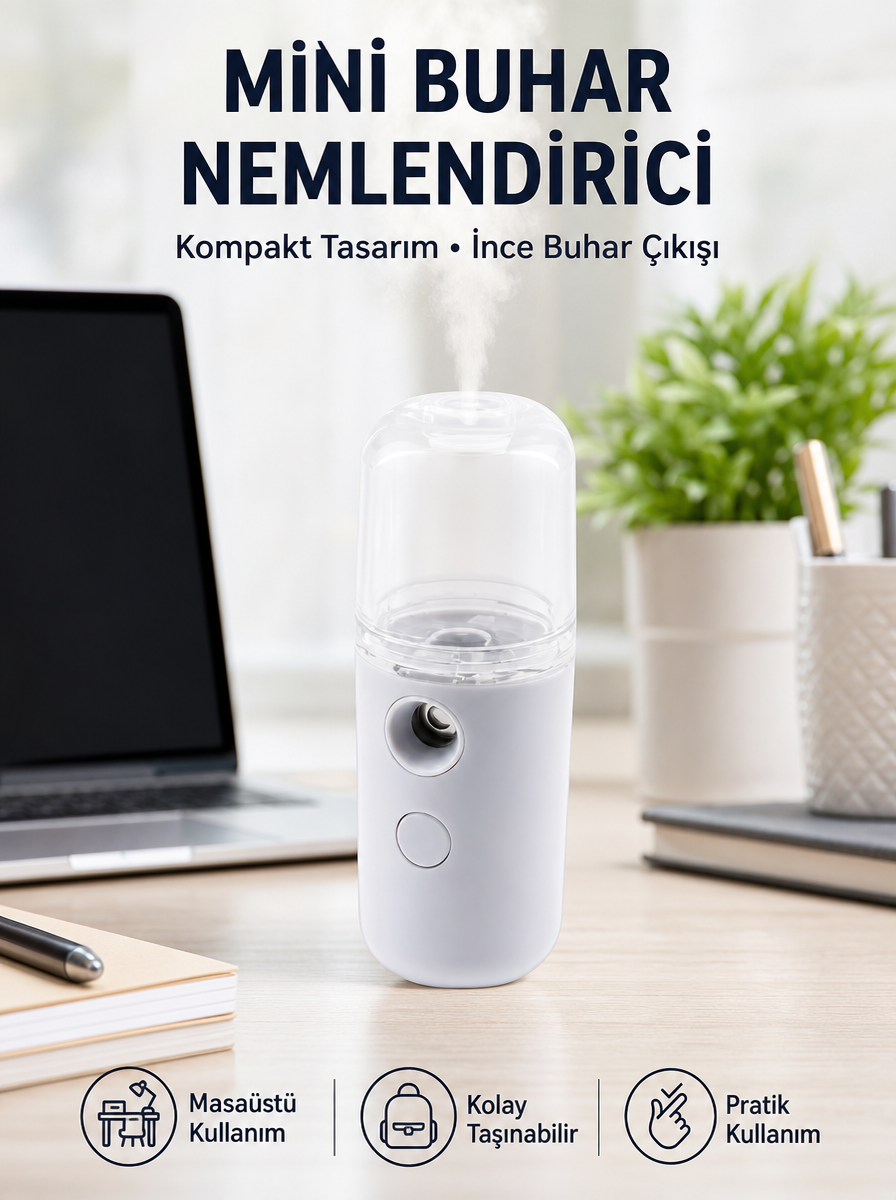 Mini Şarjlı Buhar Nemlendirici – Taşınabilir, Enerji Tasarruflu, Kablosuz Kullanım Yeni Nesil - Bayi Depom Mini Şarjlı Buhar Nemlendirici – Taşınabilir, Enerji Tasarruflu, Kablosuz Kullanım Yeni Nesil - Bayi Depom