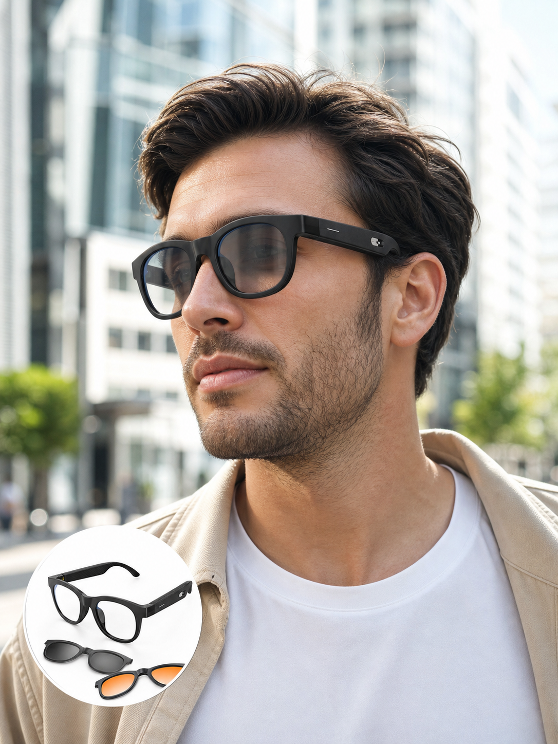 Yapay Zekâ Destekli Akıllı Gözlük Değiştirilebilir Manyetik Lens Bluetooth Bağlantı ve Dokunmatik Kontrol - Bayi Depom