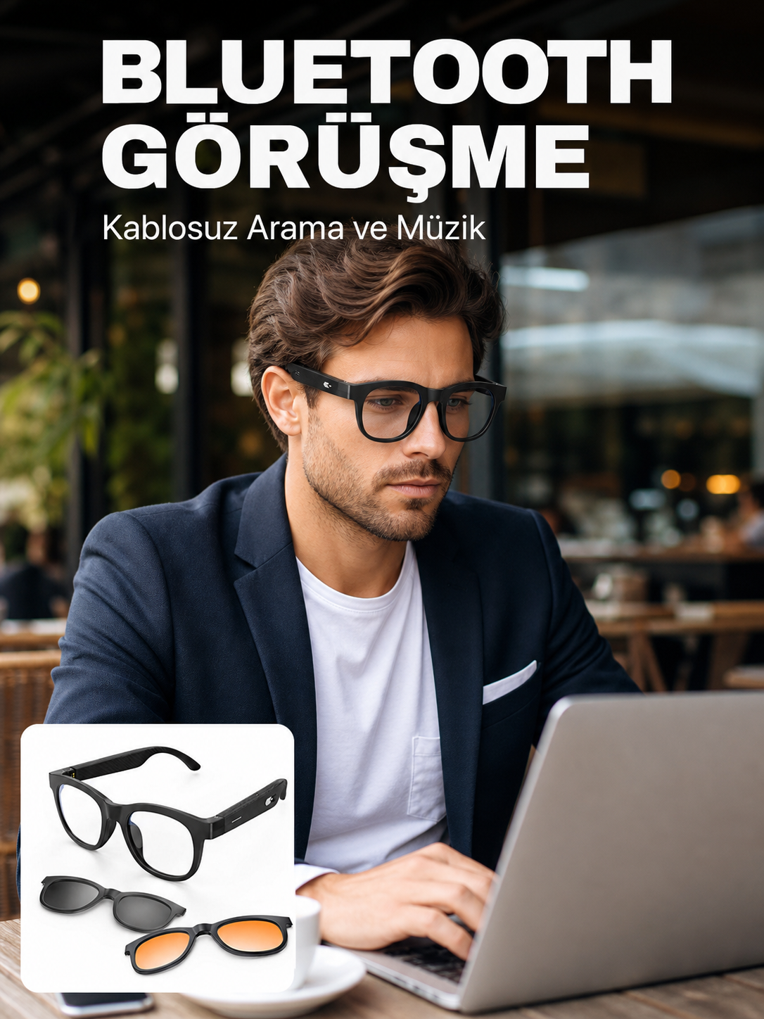 Yapay Zekâ Destekli Akıllı Bluetooth Gözlük Dokunmatik Kontrol Manyetik Lens ve Kablosuz Görüşme Özellikli - Bayi Depom