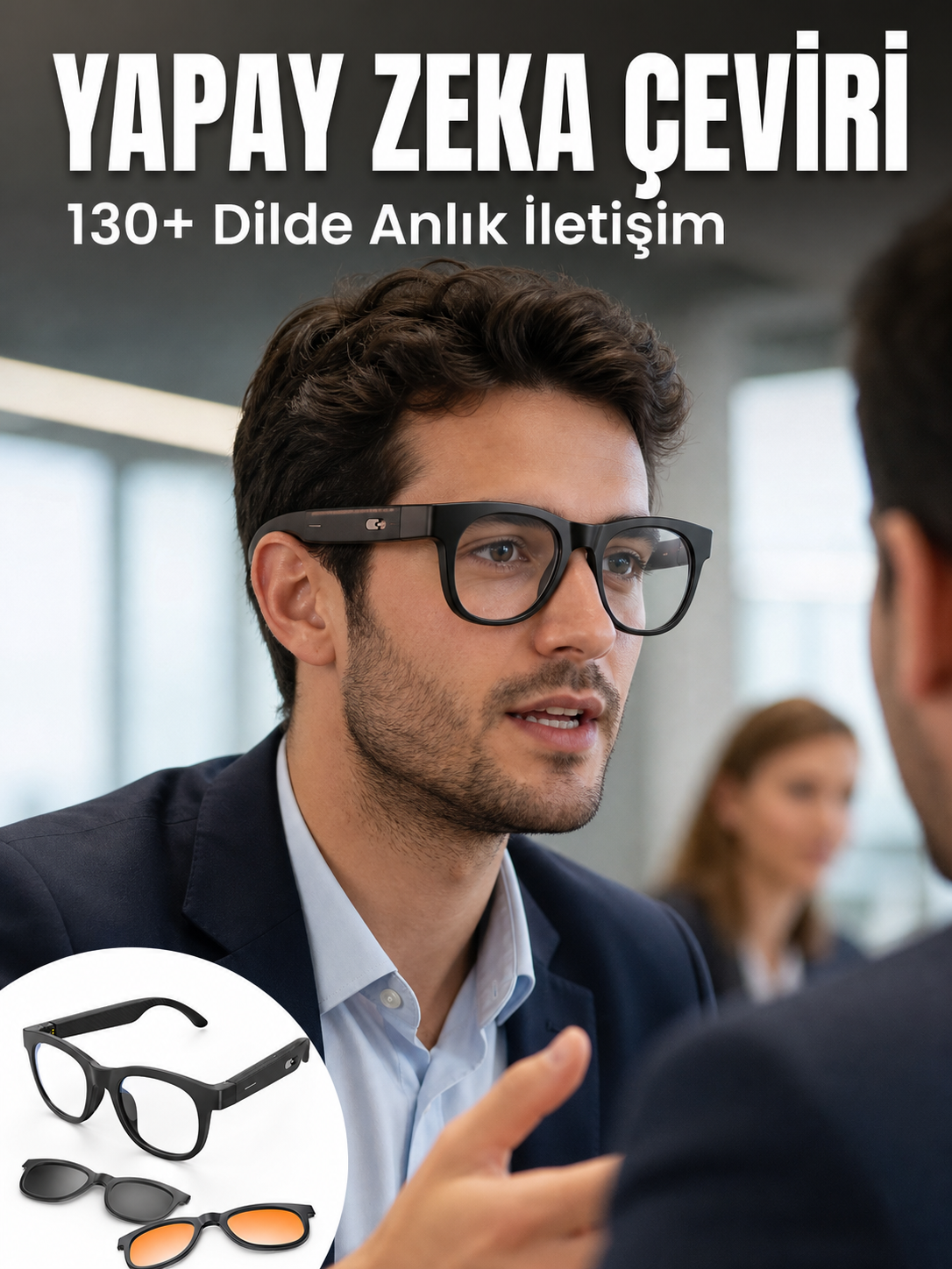 Yapay Zekâ Destekli Bluetooth Akıllı Gözlük Açık Kulak Ses Teknolojisi Müzik Dinleme ve Telefon Görüşmesi - Bayi Depom