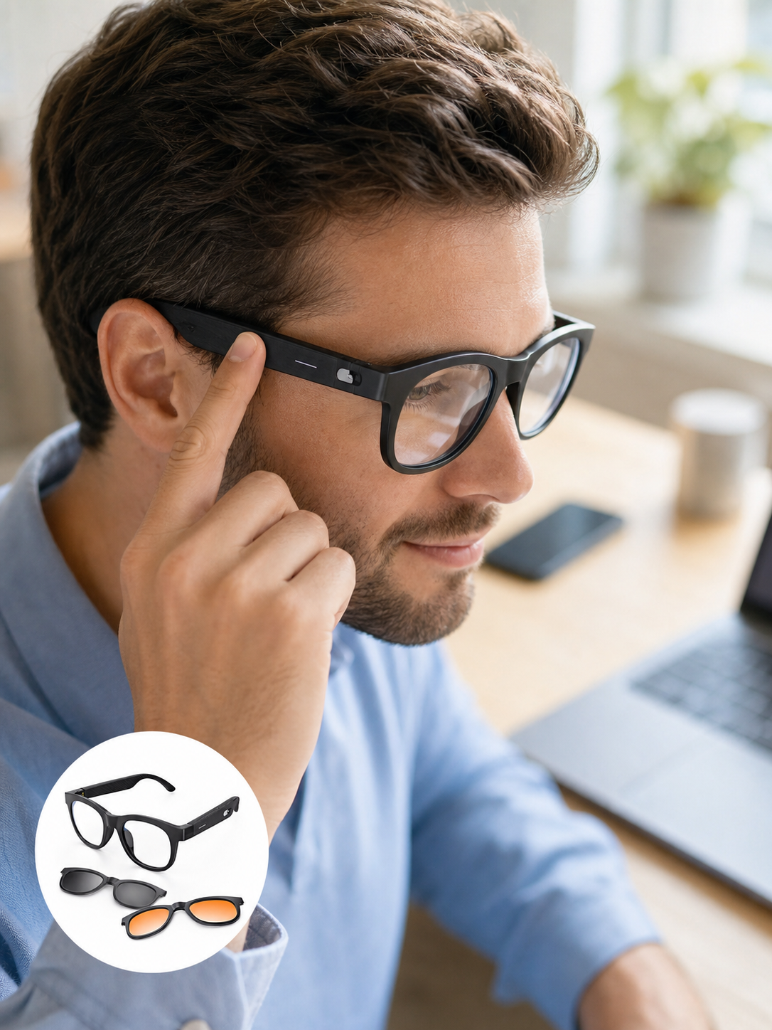 Yapay Zekâ Destekli Akıllı Bluetooth Gözlük Dokunmatik Kontrol Manyetik Lens ve Kablosuz Görüşme Özellikli - Bayi Depom Yapay Zekâ Destekli Akıllı Bluetooth Gözlük Dokunmatik Kontrol Manyetik Lens ve Kablosuz Görüşme Özellikli - Bayi Depom