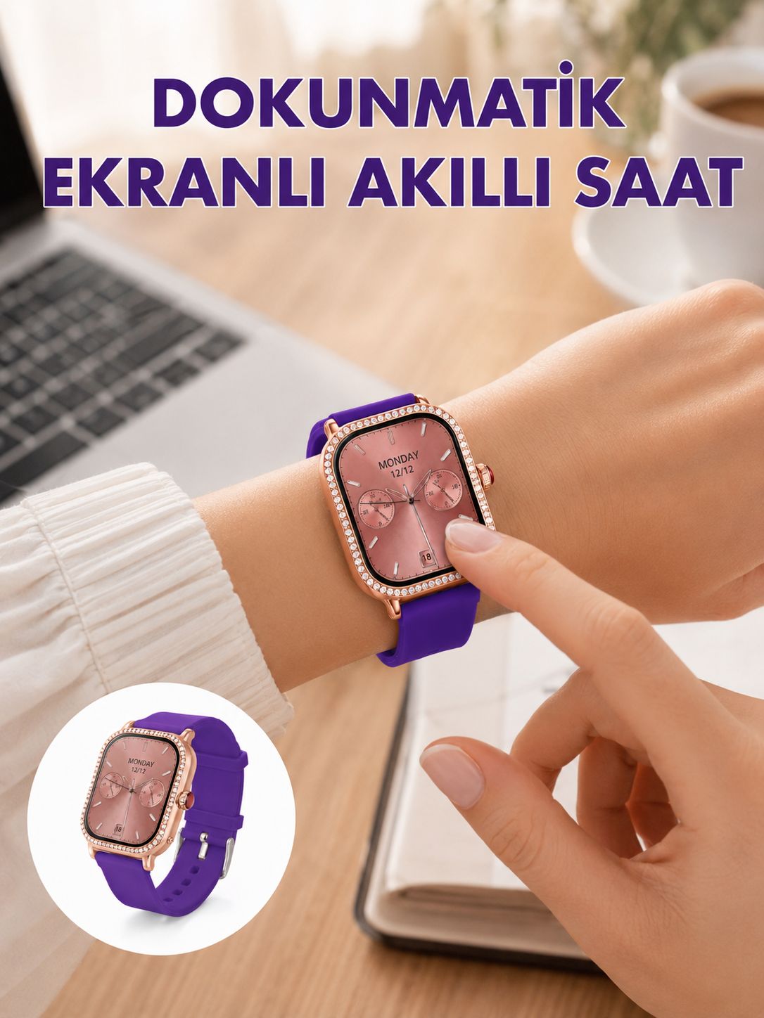 Pembe Mor ve Metal Kordonlu Akıllı Saat Hediye Seti - Bayi Depom Pembe Mor ve Metal Kordonlu Akıllı Saat Hediye Seti - Bayi Depom