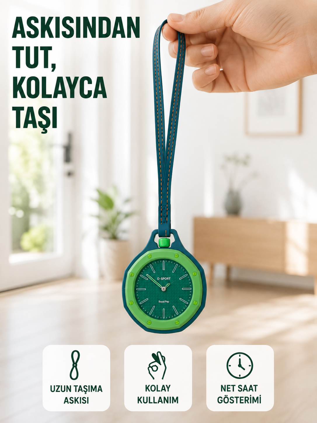 Anahtarlık ve Sırt Çantası İçin Askılı Charm Analog Saat Yeşil - Bayi Depom Anahtarlık ve Sırt Çantası İçin Askılı Charm Analog Saat Yeşil - Bayi Depom