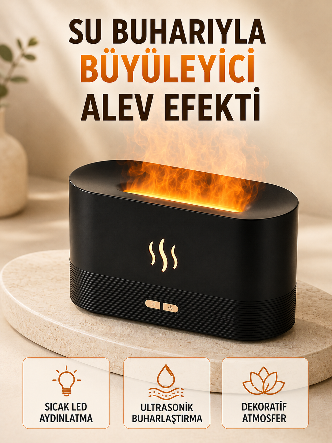 LED Alev Efektli Hava Nemlendirici 9 12 Saat Kullanımlı Aroma Difüzörü - Bayi Depom LED Alev Efektli Hava Nemlendirici 9 12 Saat Kullanımlı Aroma Difüzörü - Bayi Depom