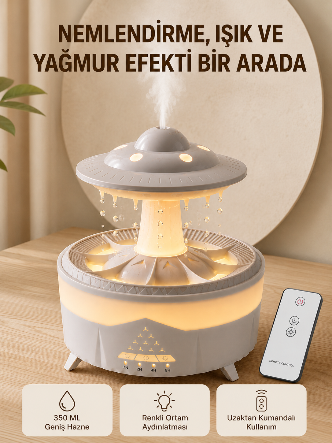 UFO Yağmur Efektli Hava Nemlendirici 350 ML RGB Işıklı Uzaktan Kumandalı - Bayi Depom UFO Yağmur Efektli Hava Nemlendirici 350 ML RGB Işıklı Uzaktan Kumandalı - Bayi Depom