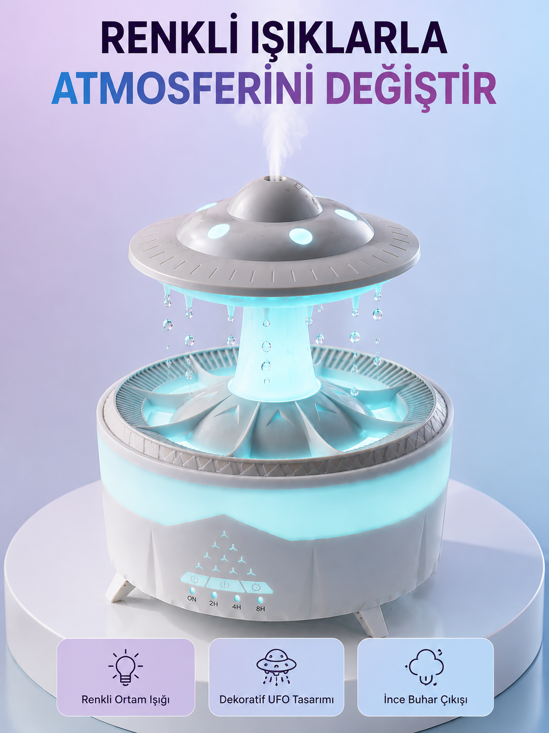 RGB Işıklı Yağmur Efektli Hava Nemlendirici 350 ML Sessiz Çalışma Uzaktan Kumanda - Bayi Depom RGB Işıklı Yağmur Efektli Hava Nemlendirici 350 ML Sessiz Çalışma Uzaktan Kumanda - Bayi Depom