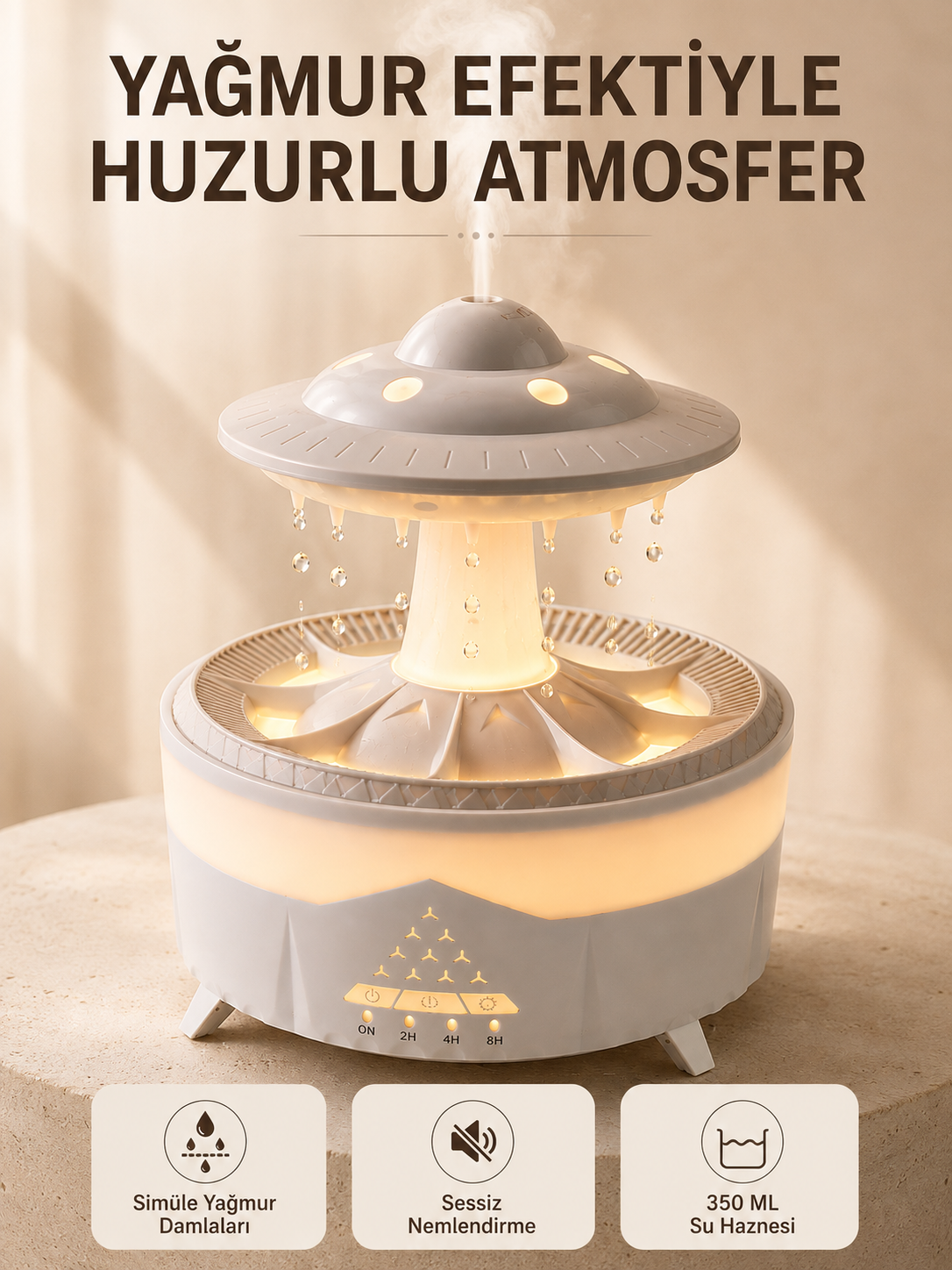 UFO Tasarımlı 350 ML Hava Nemlendirici Renkli Ortam Işığı Yağmur Efektli Difüzör - Bayi Depom UFO Tasarımlı 350 ML Hava Nemlendirici Renkli Ortam Işığı Yağmur Efektli Difüzör - Bayi Depom
