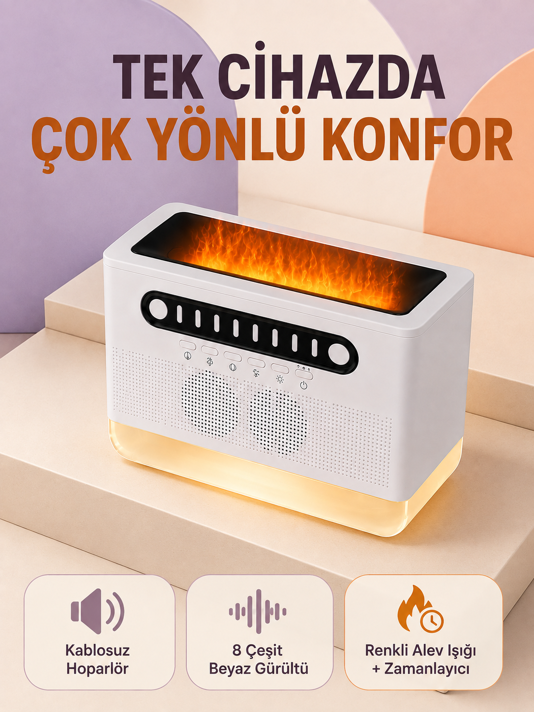 Hoparlörlü Simüle Alev Işıklı Çok Fonksiyonlu Gece Lambası - Bayi Depom Hoparlörlü Simüle Alev Işıklı Çok Fonksiyonlu Gece Lambası - Bayi Depom