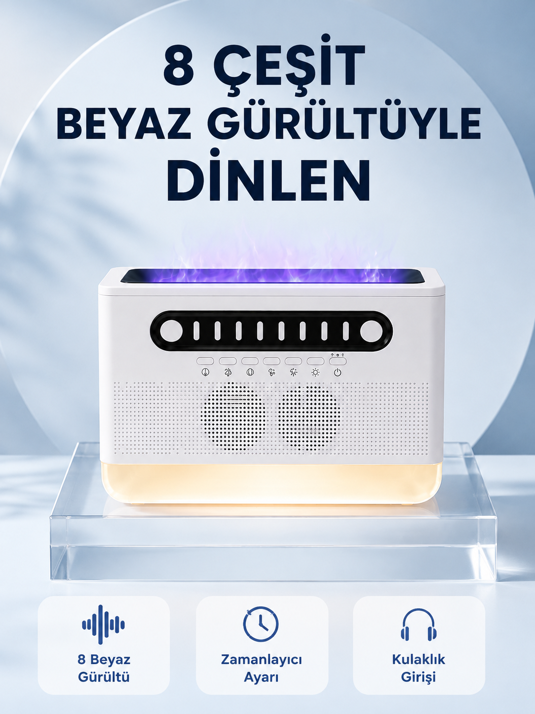 Simüle Alev Efektli Kablosuz Hoparlör Zamanlayıcılı Gece Lambası - Bayi Depom Simüle Alev Efektli Kablosuz Hoparlör Zamanlayıcılı Gece Lambası - Bayi Depom