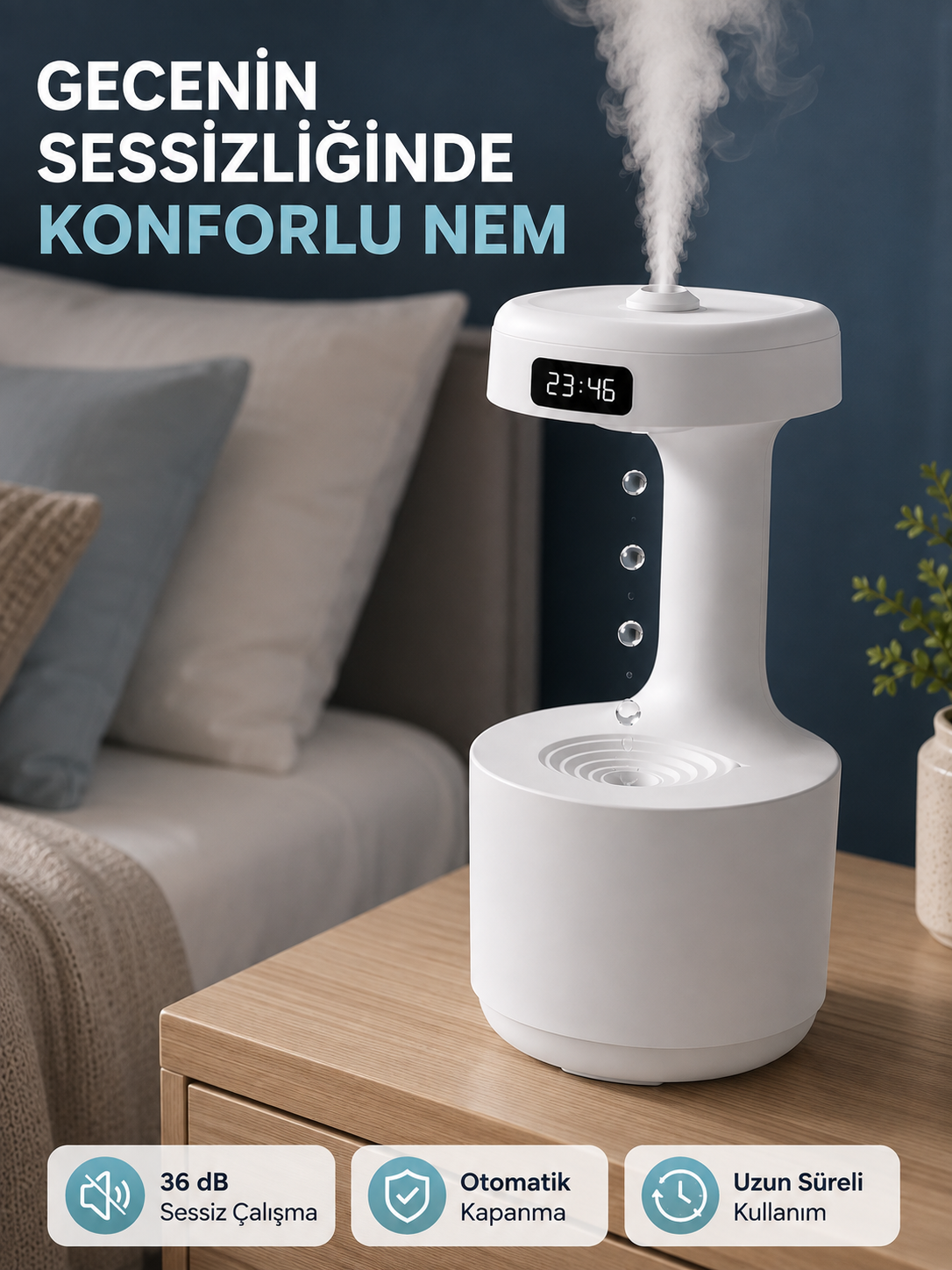 Ultrasonik Hava Nemlendirici 800 ml Aromaterapi Difüzör Ters Su Damlası Efektli - Bayi Depom Ultrasonik Hava Nemlendirici 800 ml Aromaterapi Difüzör Ters Su Damlası Efektli - Bayi Depom