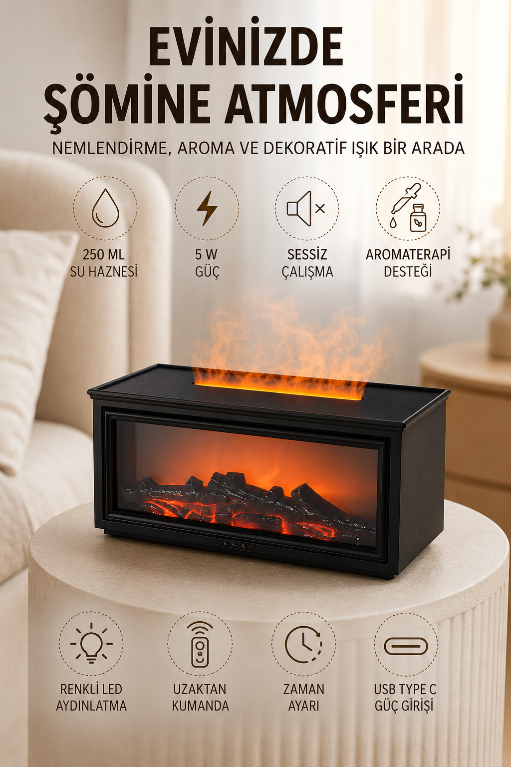 Alev Efektli Aroma Yayıcı Hava Nemlendirici Uzaktan Kumandalı Gece Lambası - Bayi Depom Alev Efektli Aroma Yayıcı Hava Nemlendirici Uzaktan Kumandalı Gece Lambası - Bayi Depom