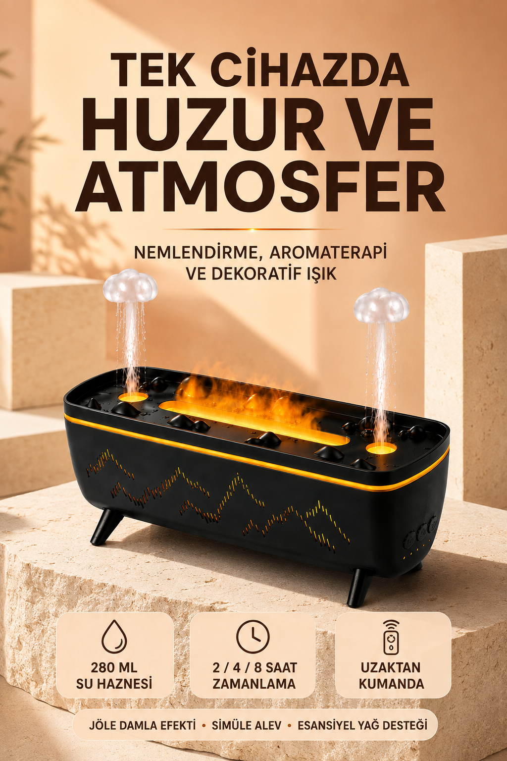 Jöle Yağmur Efektli Hava Nemlendirici 280 ML Aromaterapi Difüzörü Alev Efektli - Bayi Depom Jöle Yağmur Efektli Hava Nemlendirici 280 ML Aromaterapi Difüzörü Alev Efektli - Bayi Depom
