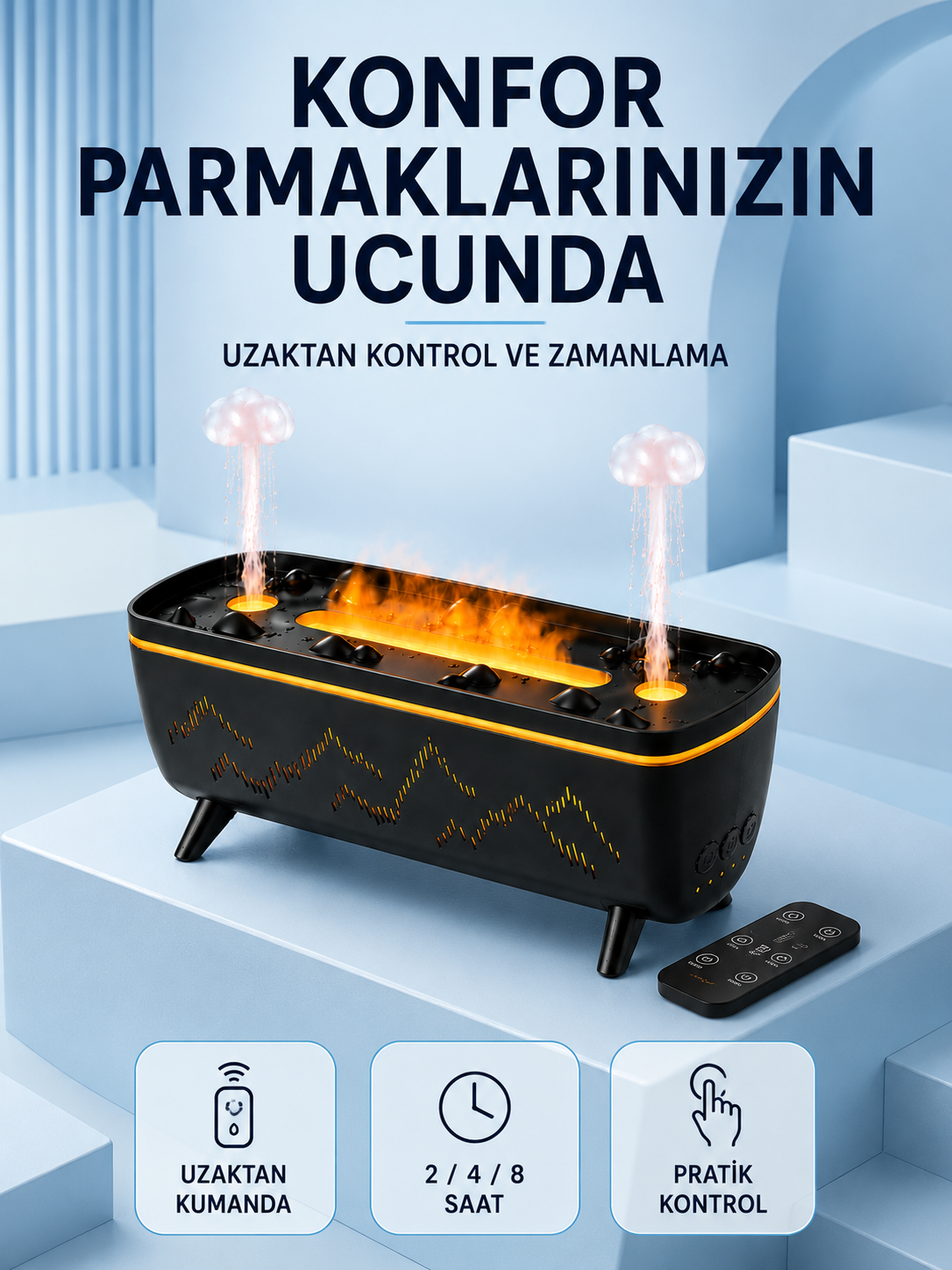 Siyah Aroma Difüzörü Jöle Damla Efektli Hava Nemlendirici Uzaktan Kumandalı LED Işıklı - Bayi Depom Siyah Aroma Difüzörü Jöle Damla Efektli Hava Nemlendirici Uzaktan Kumandalı LED Işıklı - Bayi Depom