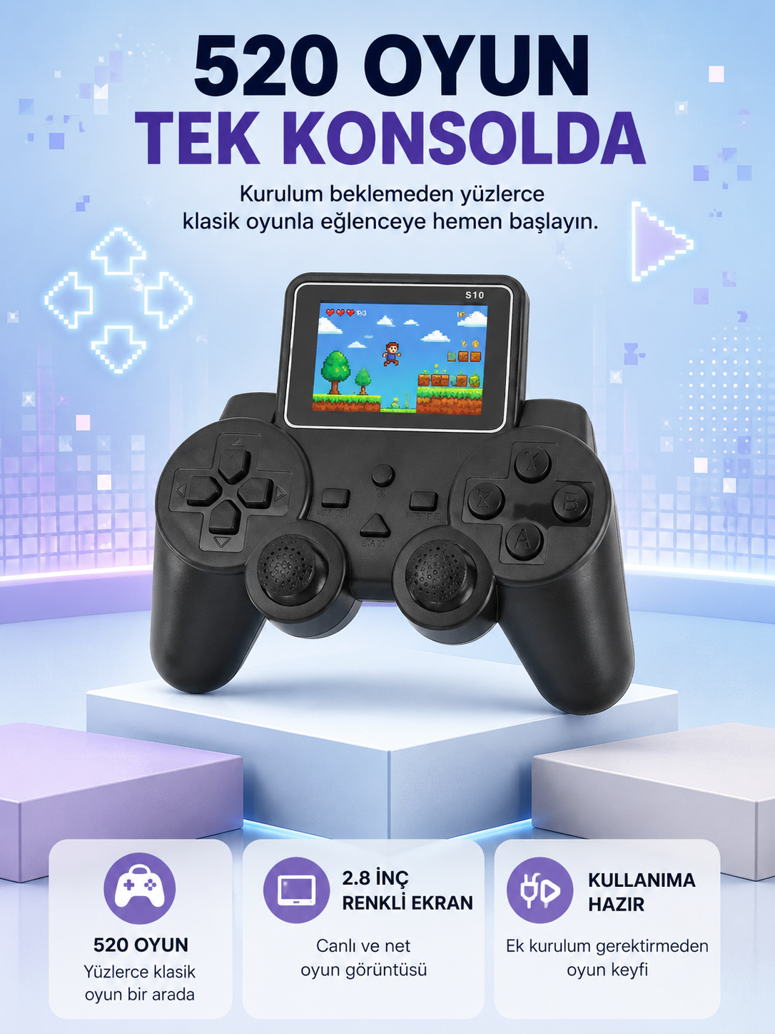 S10 Retro Oyun Konsolu Taşınabilir 2.8 İnç Ekran Ergonomik Nostalji Yeni Nesil - Bayi Depom S10 Retro Oyun Konsolu Taşınabilir 2.8 İnç Ekran Ergonomik Nostalji Yeni Nesil - Bayi Depom