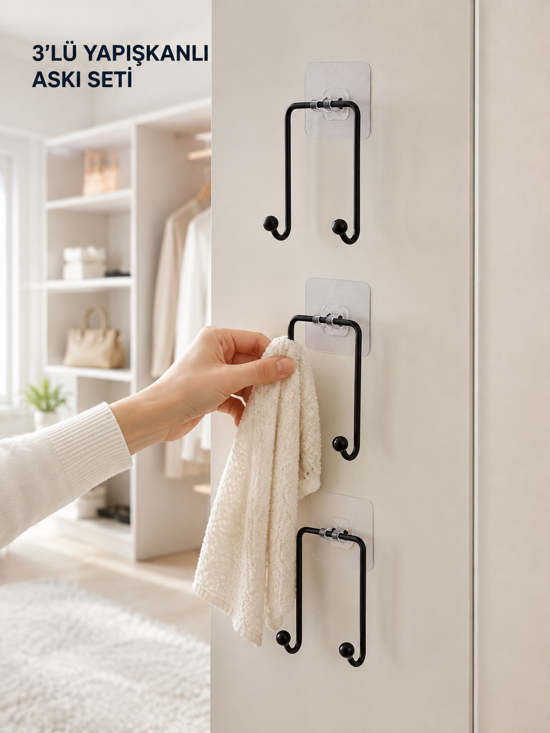 3'lü Duvar Tipi Yapışkanlı Askılık Ev ve Yaşam Alanları İçin Pratik Set - Bayi Depom 3'lü Duvar Tipi Yapışkanlı Askılık Ev ve Yaşam Alanları İçin Pratik Set - Bayi Depom