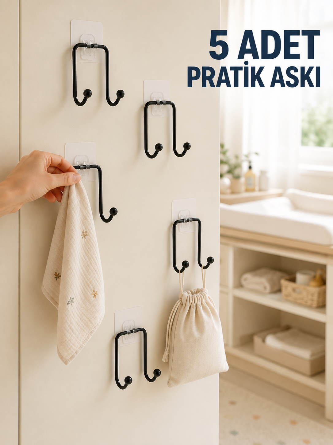 5'li Duvar Tipi Yapışkanlı Askı Pratik Ev ve Yaşam Alanı Askılık Seti - Bayi Depom 5'li Duvar Tipi Yapışkanlı Askı Pratik Ev ve Yaşam Alanı Askılık Seti - Bayi Depom