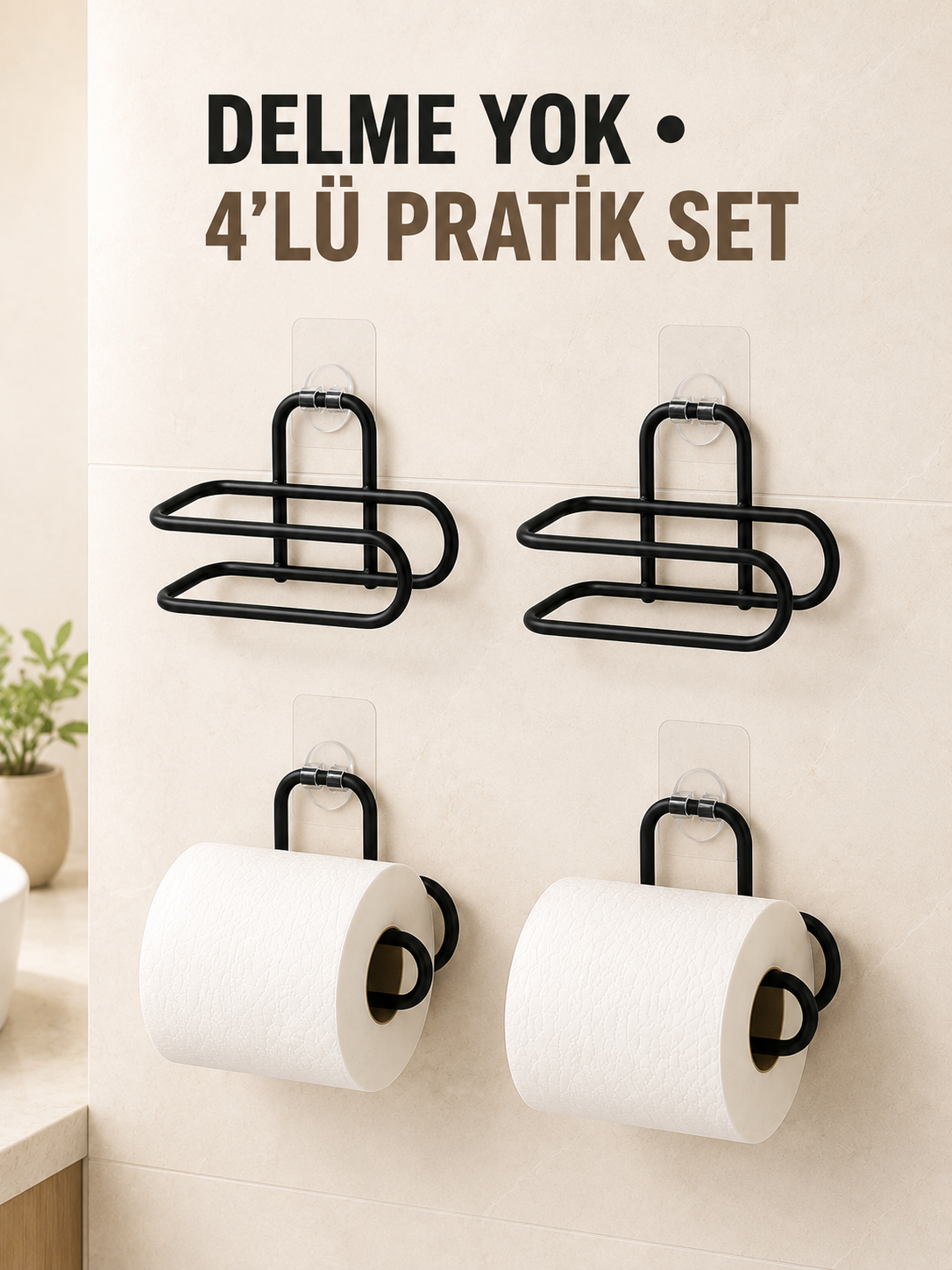 Siyah 4 Adet Metal Tuvalet Kağıdı Tutucu Kendinden Yapışkanlı Delmeden Montaj Banyo Askısı - Bayi Depom Siyah 4 Adet Metal Tuvalet Kağıdı Tutucu Kendinden Yapışkanlı Delmeden Montaj Banyo Askısı - Bayi Depom
