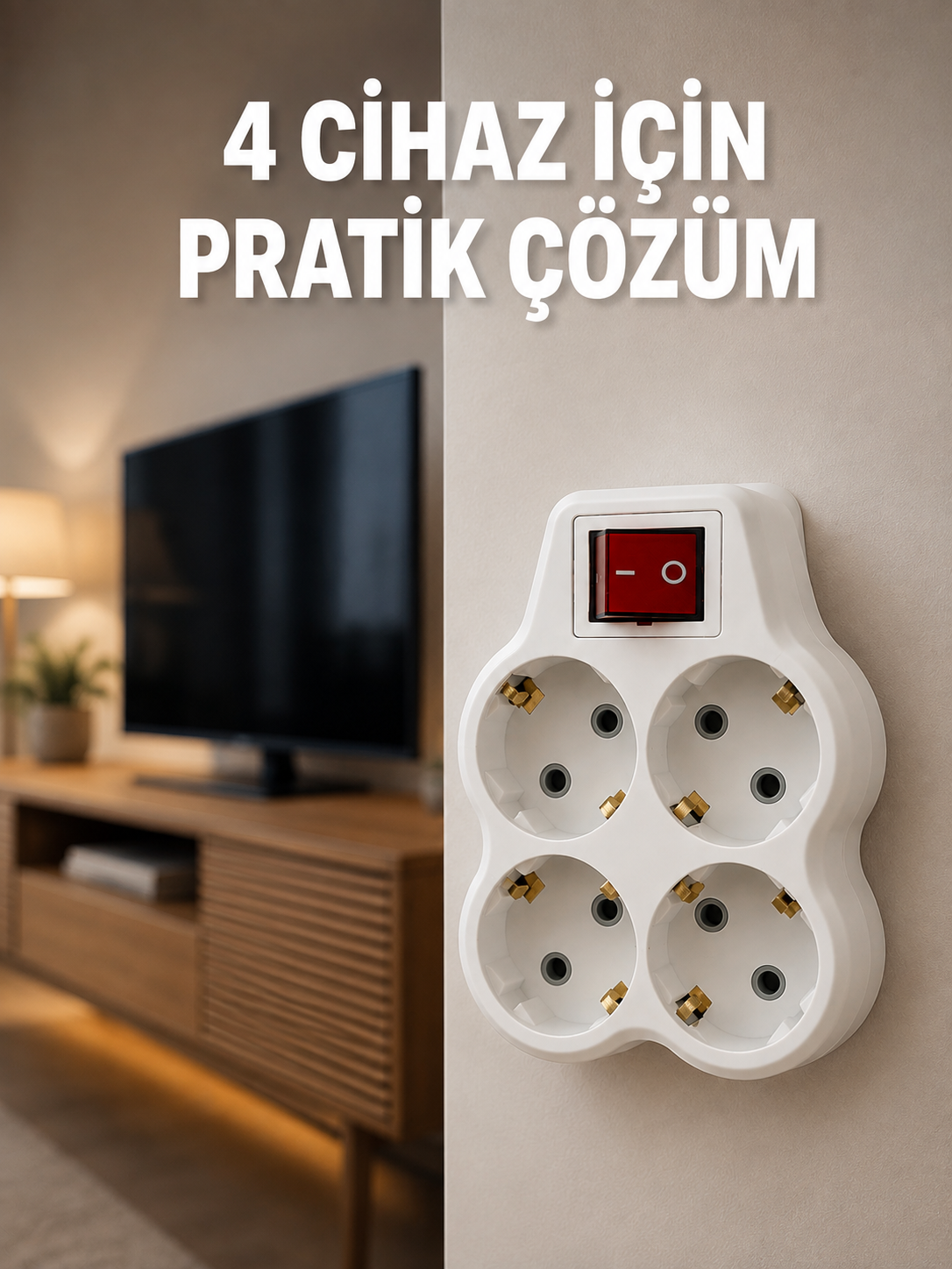 Kablosuz Duvar Tipi 4’lü Priz Çoklayıcı Anahtarlı Elektrik Priz Çoğaltıcı - Bayi Depom Kablosuz Duvar Tipi 4’lü Priz Çoklayıcı Anahtarlı Elektrik Priz Çoğaltıcı - Bayi Depom