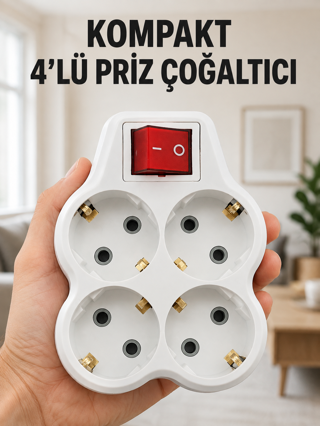 Kompakt 4’lü Priz Çoklayıcı Kablosuz Anahtarlı Ev Ofis Priz Çoğaltma Adaptörü - Bayi Depom Kompakt 4’lü Priz Çoklayıcı Kablosuz Anahtarlı Ev Ofis Priz Çoğaltma Adaptörü - Bayi Depom