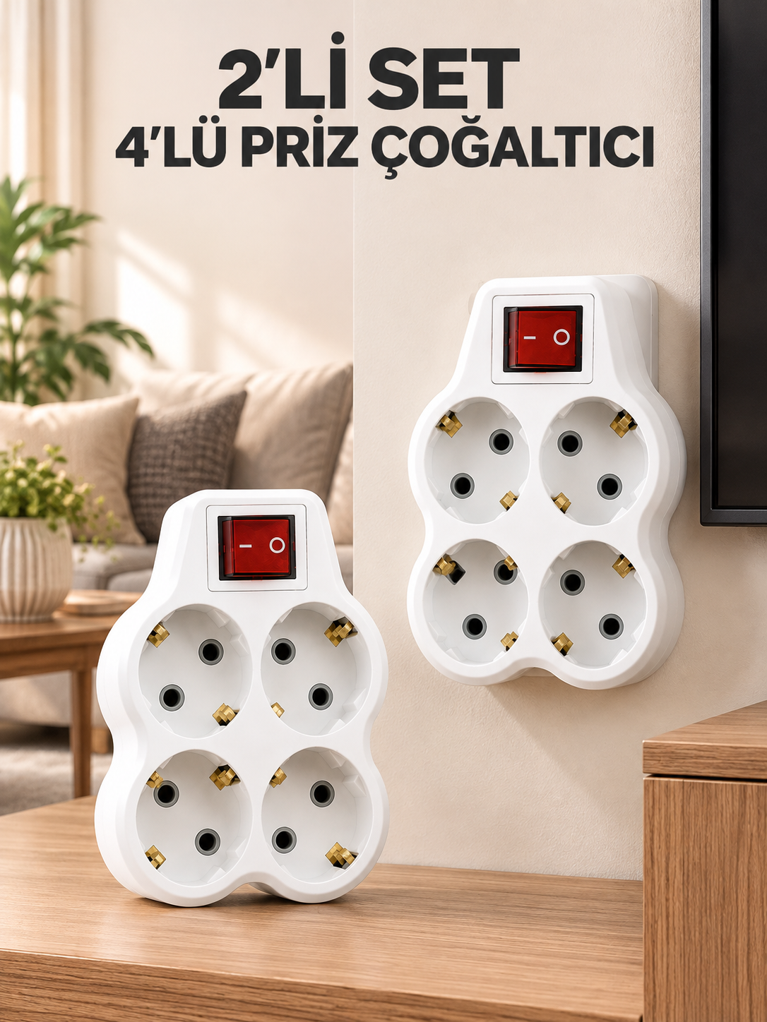 Duvar Tipi 4’lü Priz Çoğaltma Adaptörü Kablosuz Anahtarlı Ev Ofis İçin 2 Adet - Bayi Depom Duvar Tipi 4’lü Priz Çoğaltma Adaptörü Kablosuz Anahtarlı Ev Ofis İçin 2 Adet - Bayi Depom