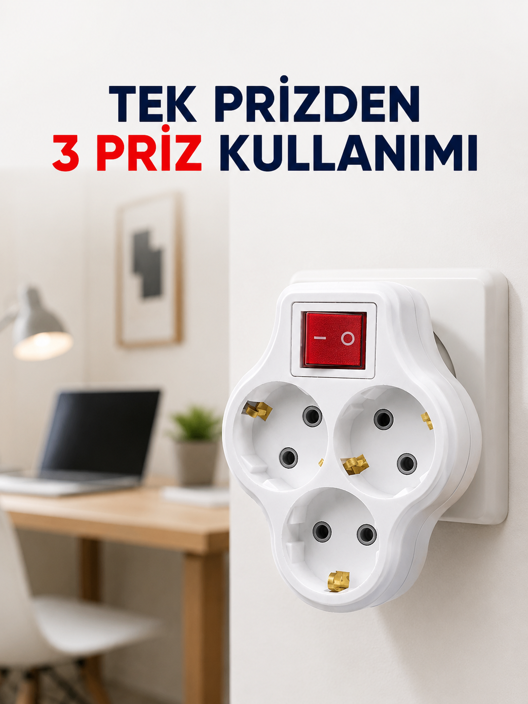 Tek Prizi 3’lü Yapan Anahtarlı Priz Adaptörü Topraklı Priz Çoğaltıcı - Bayi Depom Tek Prizi 3’lü Yapan Anahtarlı Priz Adaptörü Topraklı Priz Çoğaltıcı - Bayi Depom