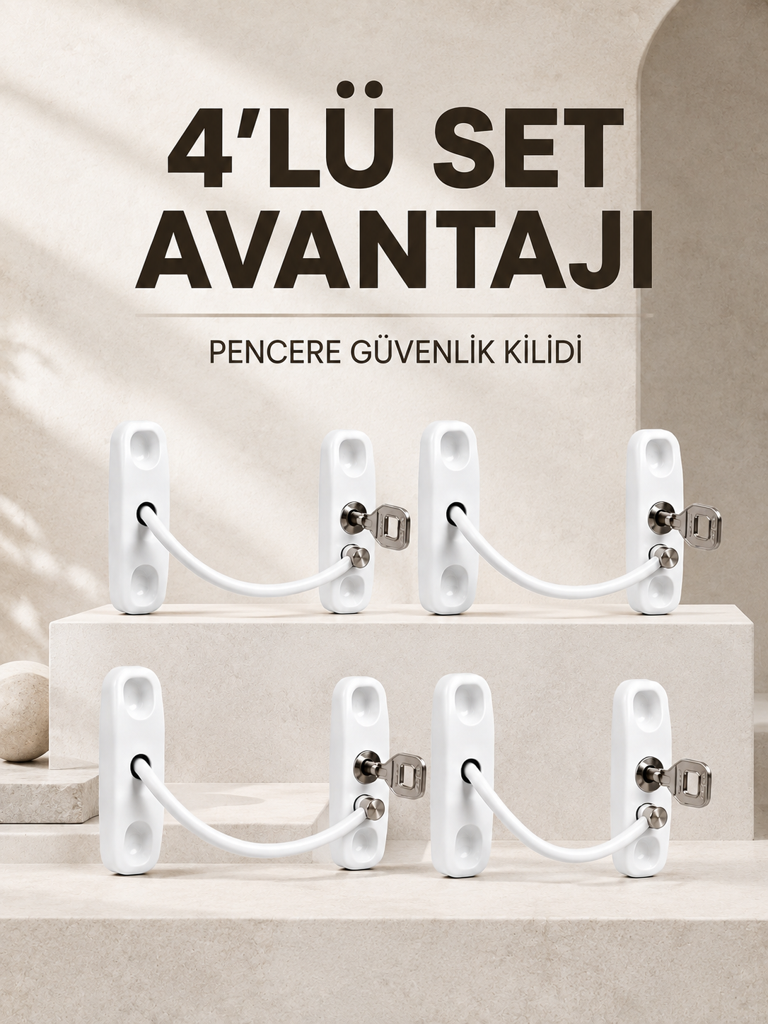 Çocuk Güvenliği İçin Pencere Kilidi Anahtarlı 4’lü Paket - Bayi Depom Çocuk Güvenliği İçin Pencere Kilidi Anahtarlı 4’lü Paket - Bayi Depom