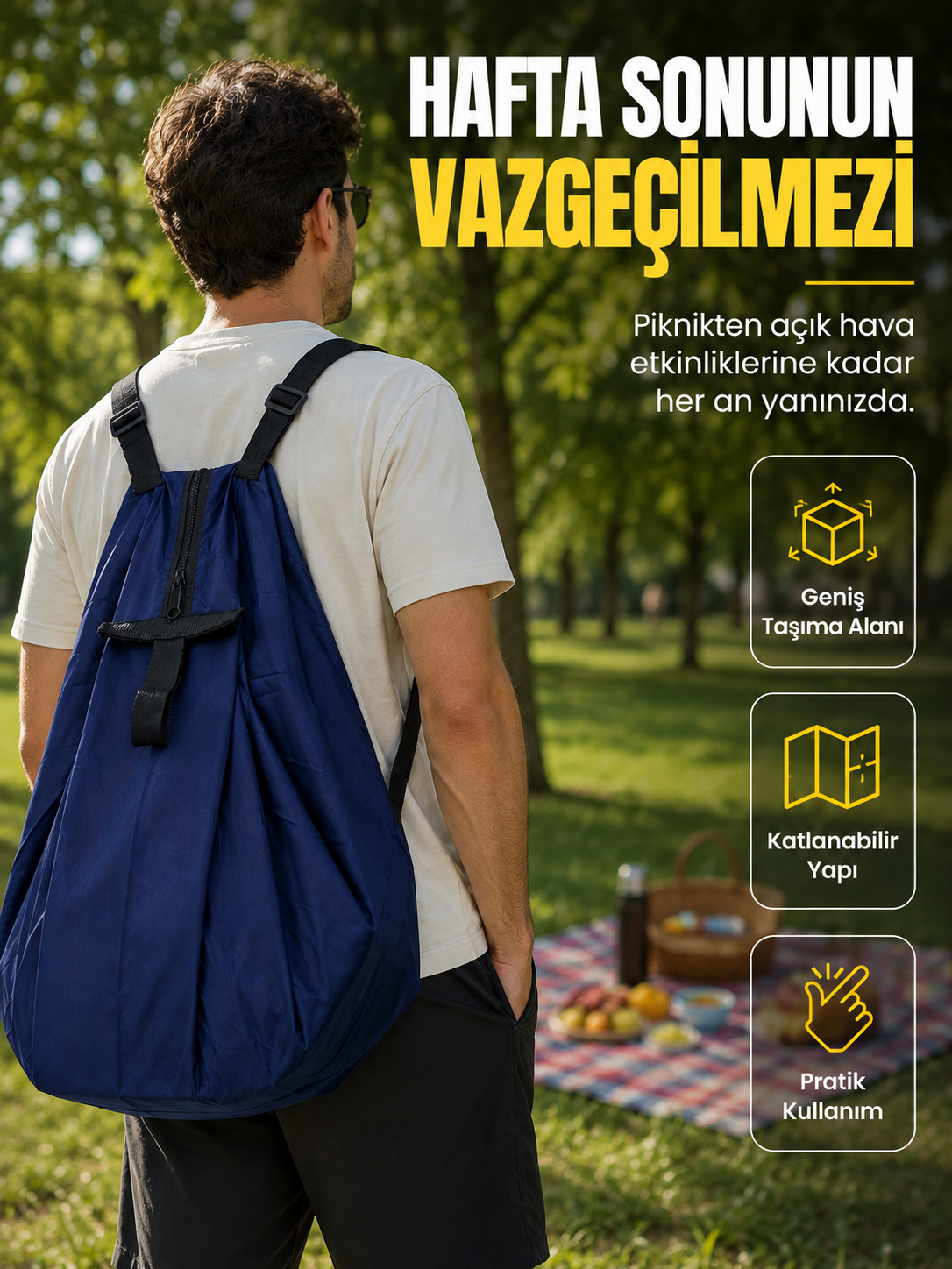Kamp Seyahat Spor ve Piknik İçin Geniş Hacimli Katlanabilir Omuz Çantası - Bayi Depom Kamp Seyahat Spor ve Piknik İçin Geniş Hacimli Katlanabilir Omuz Çantası - Bayi Depom