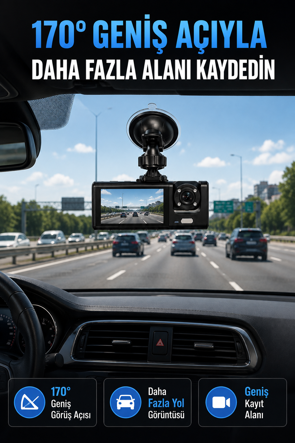 WiFi Destekli Araç İçi Kamera Çift Kameralı Full HD 1080P 170° Geniş Açılı Araç Kayıt Kamerası - Bayi Depom WiFi Destekli Araç İçi Kamera Çift Kameralı Full HD 1080P 170° Geniş Açılı Araç Kayıt Kamerası - Bayi Depom
