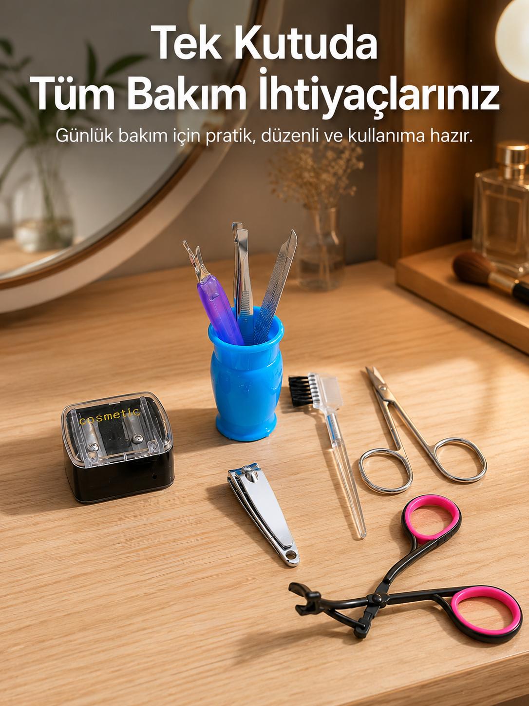 Ev Tipi Manikür Seti Cımbız Tırnak Makası Kaş Makası Bakım Kiti - Bayi Depom