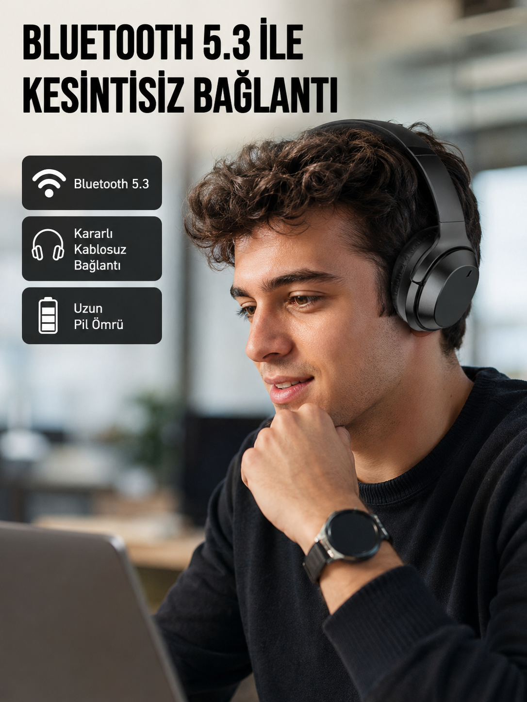 Siyah Kablosuz Bluetooth Kulaklık 300 mAh Hızlı Şarj Katlanabilir Pedli Yeni Nesil - Bayi Depom Siyah Kablosuz Bluetooth Kulaklık 300 mAh Hızlı Şarj Katlanabilir Pedli Yeni Nesil - Bayi Depom