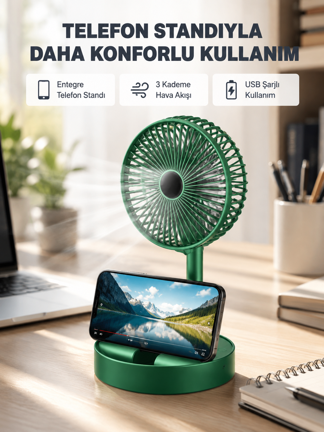 Taşınabilir Şarjlı Mini Fan – Katlanabilir Gövde, 3 Hız Kademesi - Bayi Depom Taşınabilir Şarjlı Mini Fan – Katlanabilir Gövde, 3 Hız Kademesi - Bayi Depom