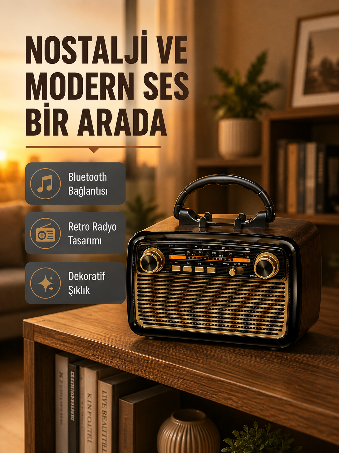LED’li Nostaljik Bluetooth Hoparlör – Vintage Tasarım, Ahşap Doku - Bayi Depom LED’li Nostaljik Bluetooth Hoparlör – Vintage Tasarım, Ahşap Doku - Bayi Depom