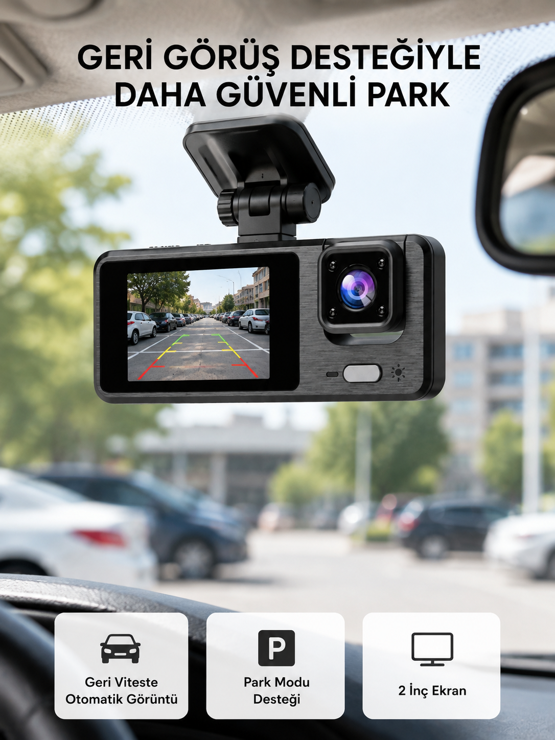 Full HD 3'lü Araç Kamerası Geri Görüş Destekli Park Modlu 1080P DVR - Bayi Depom Full HD 3'lü Araç Kamerası Geri Görüş Destekli Park Modlu 1080P DVR - Bayi Depom