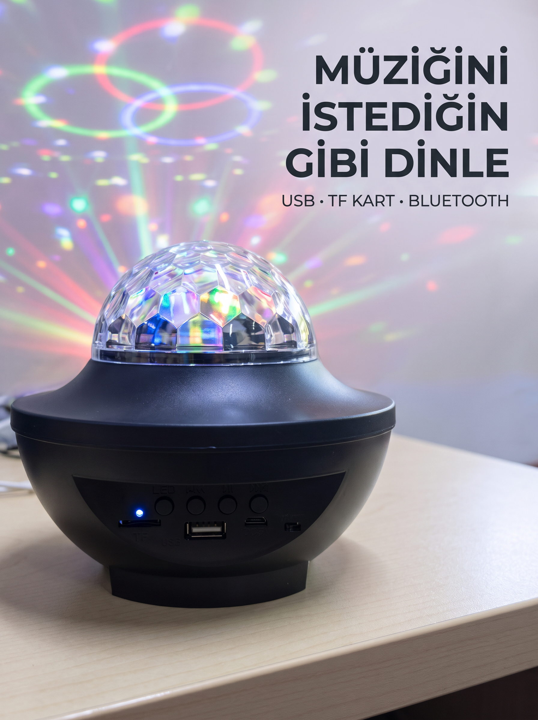 Bluetooth Müzikli Disko Işığı RGB Parti Projektörü Dahili Hoparlör USB Micro SD Destekli - Bayi Depom Bluetooth Müzikli Disko Işığı RGB Parti Projektörü Dahili Hoparlör USB Micro SD Destekli - Bayi Depom