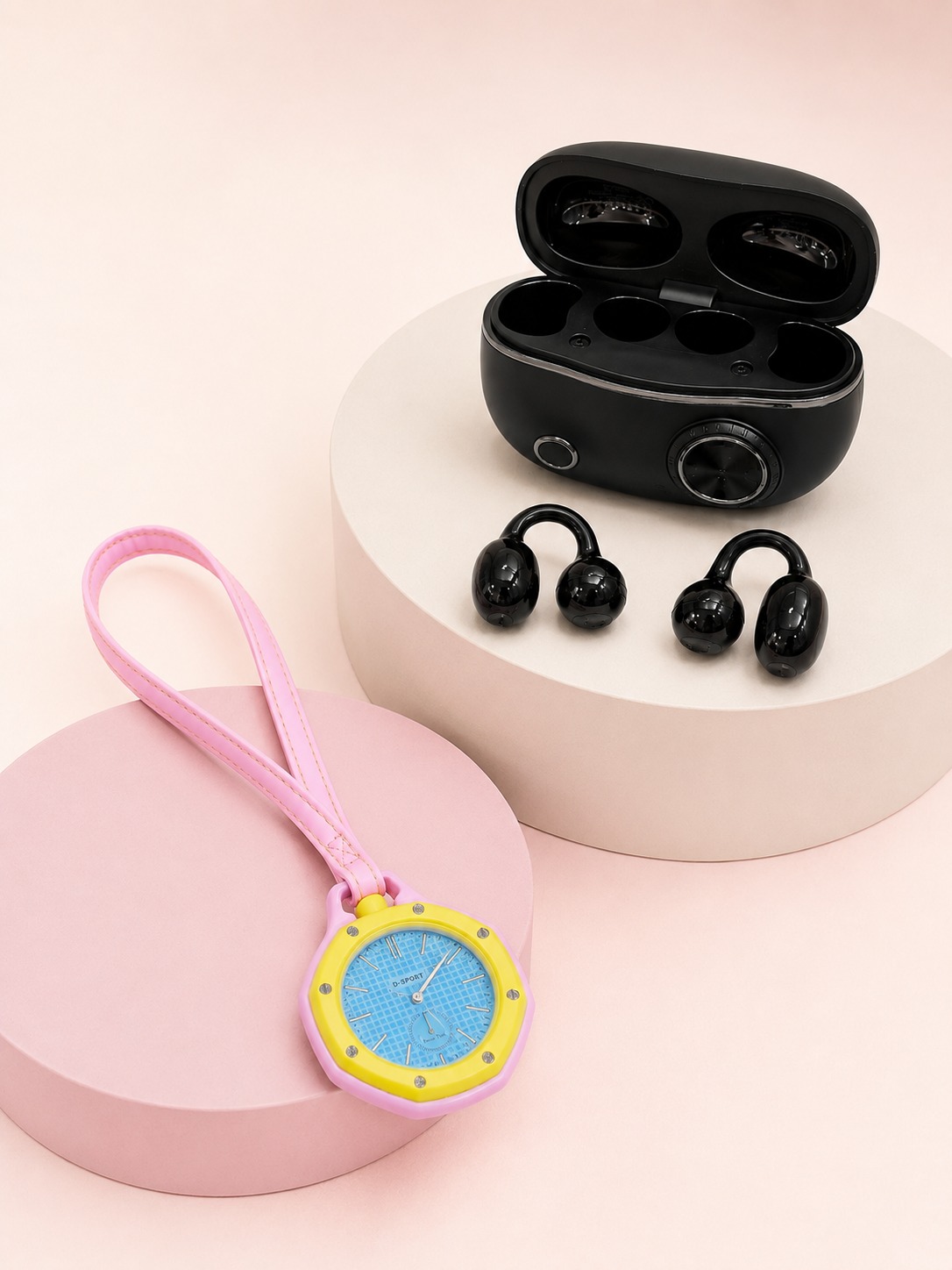 Kablosuz Kulaklık ve Pembe Askılı Çanta Charm Analog Saat Kampanya Seti - Bayi Depom Kablosuz Kulaklık ve Pembe Askılı Çanta Charm Analog Saat Kampanya Seti - Bayi Depom