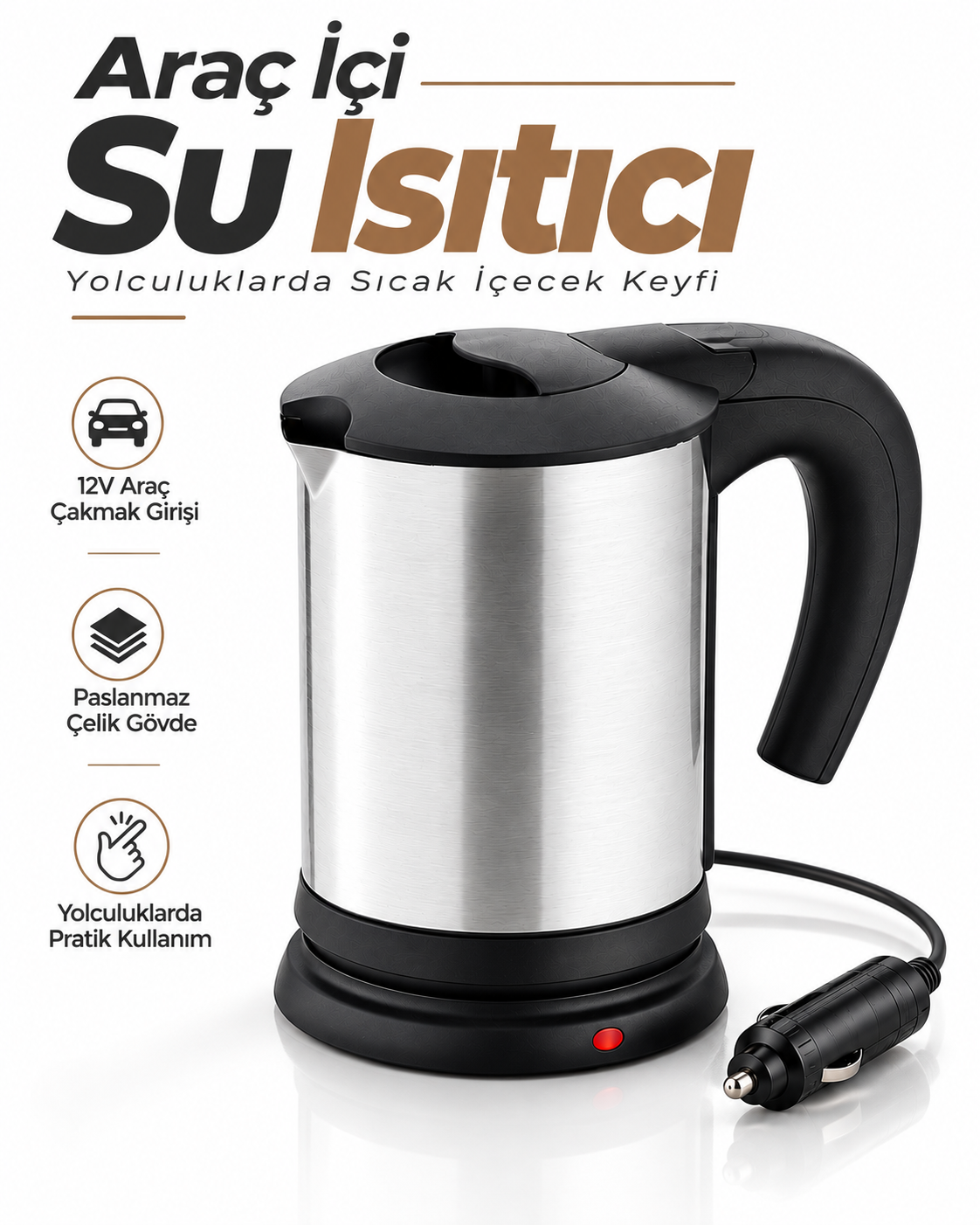 12V Araç Çakmak Girişli Taşınabilir Su Isıtıcı - Bayi Depom 12V Araç Çakmak Girişli Taşınabilir Su Isıtıcı - Bayi Depom