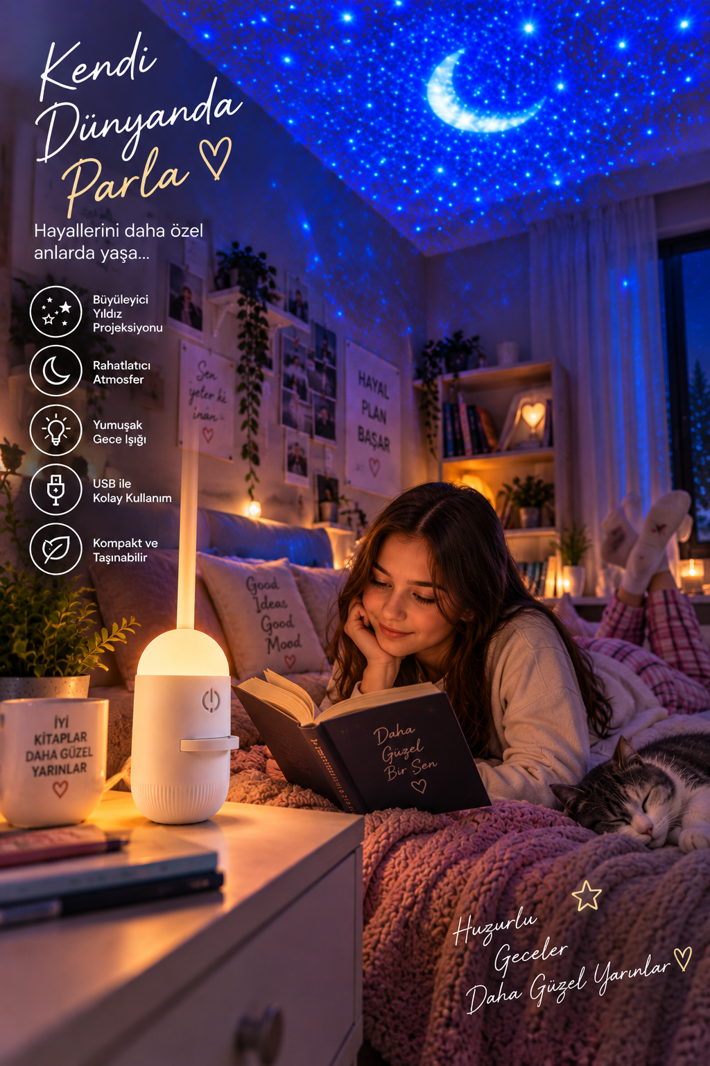 Çocuk Odası İçin Yıldızlı Gökyüzü Projeksiyon Gece Lambası - Bayi Depom Çocuk Odası İçin Yıldızlı Gökyüzü Projeksiyon Gece Lambası - Bayi Depom