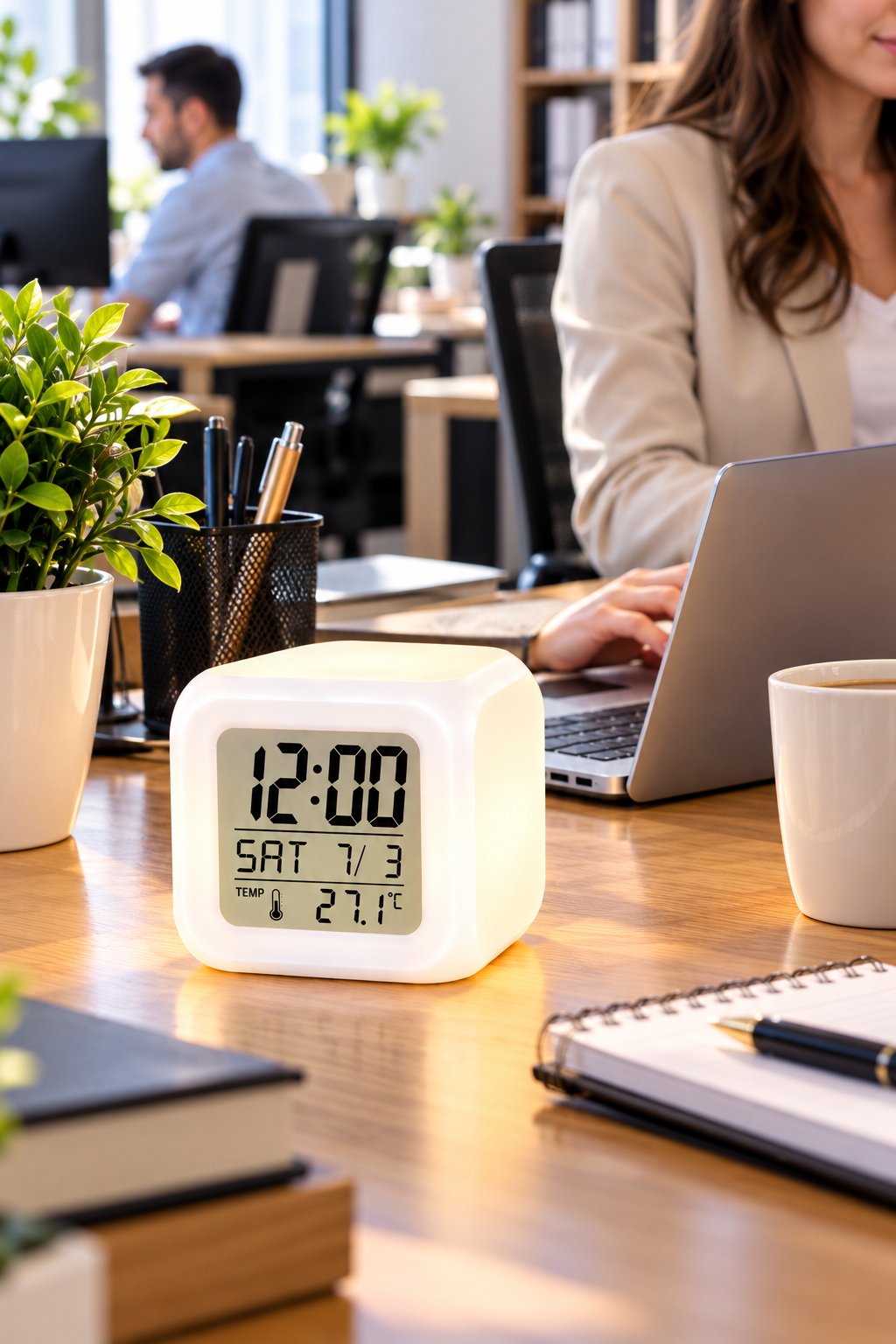 Modern Tasarımlı Küp Saat LED Aydınlatmalı Dijital Alarm Saati - Bayi Depom
