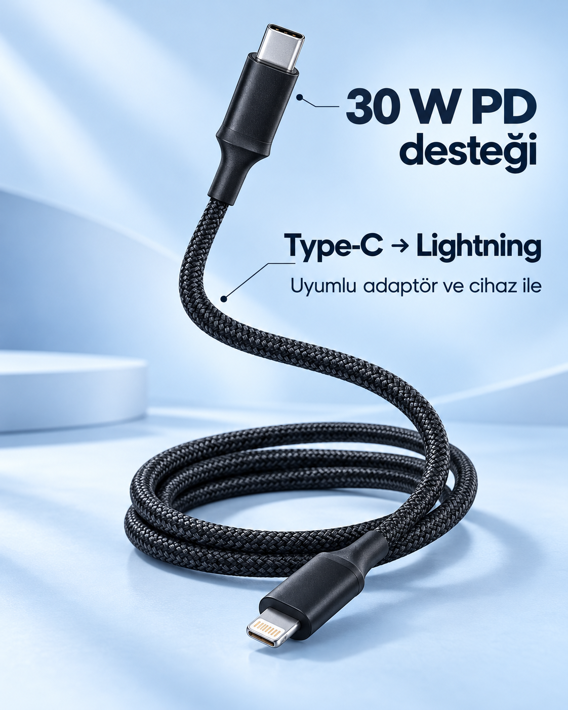PD Hızlı Şarj Destekli LED Göstergeli Lightning Kablo - Bayi Depom PD Hızlı Şarj Destekli LED Göstergeli Lightning Kablo - Bayi Depom