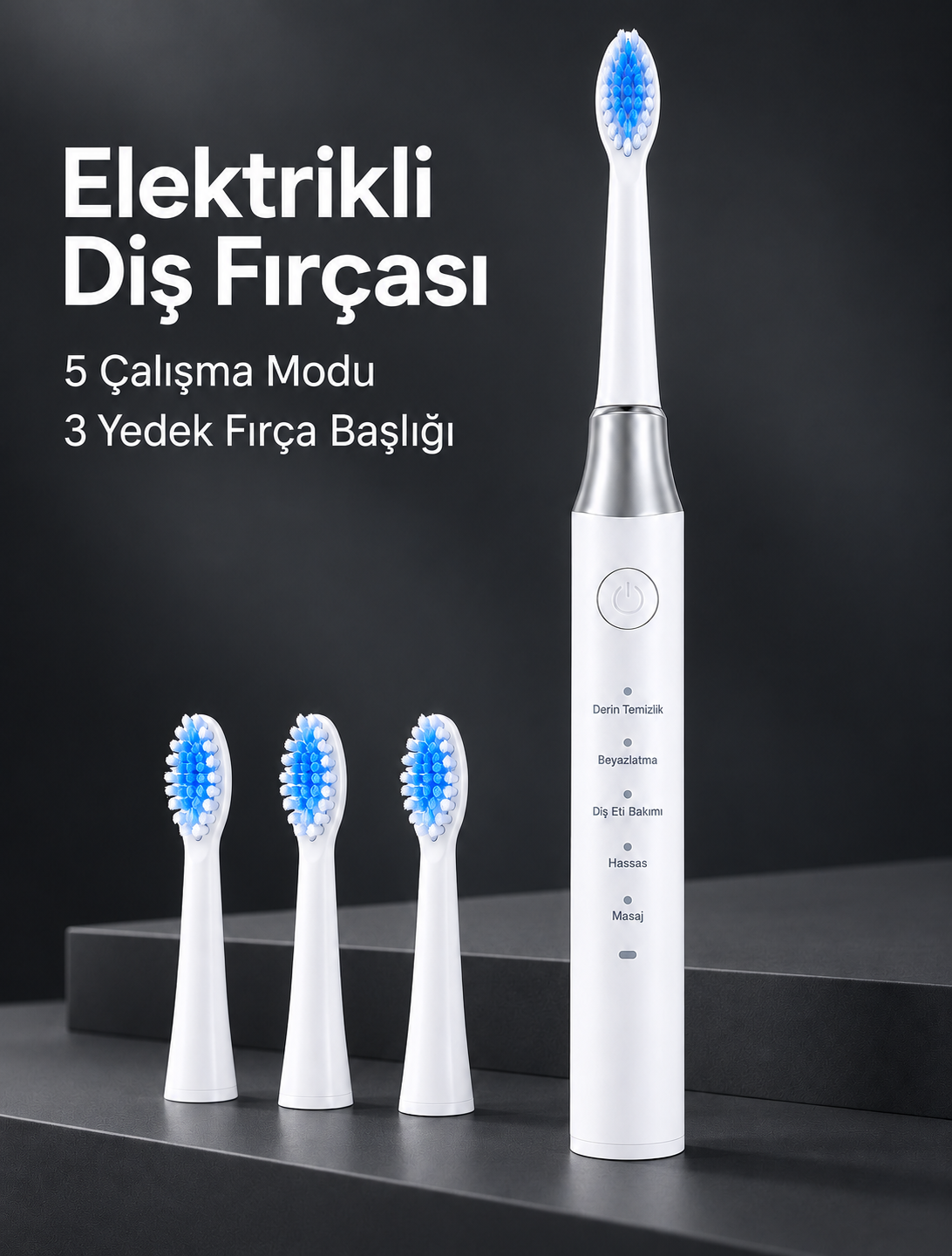 5 Çalışma Modlu Beyaz Elektrikli Diş Fırçası 3 Yedek Başlık Hediyeli - Bayi Depom 5 Çalışma Modlu Beyaz Elektrikli Diş Fırçası 3 Yedek Başlık Hediyeli - Bayi Depom