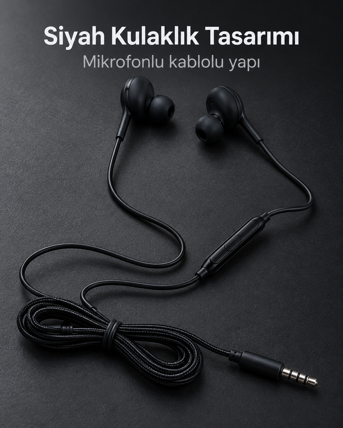 Silikon Uçlu Mikrofonlu Siyah Kablolu Kulak İçi Kulaklık - Bayi Depom