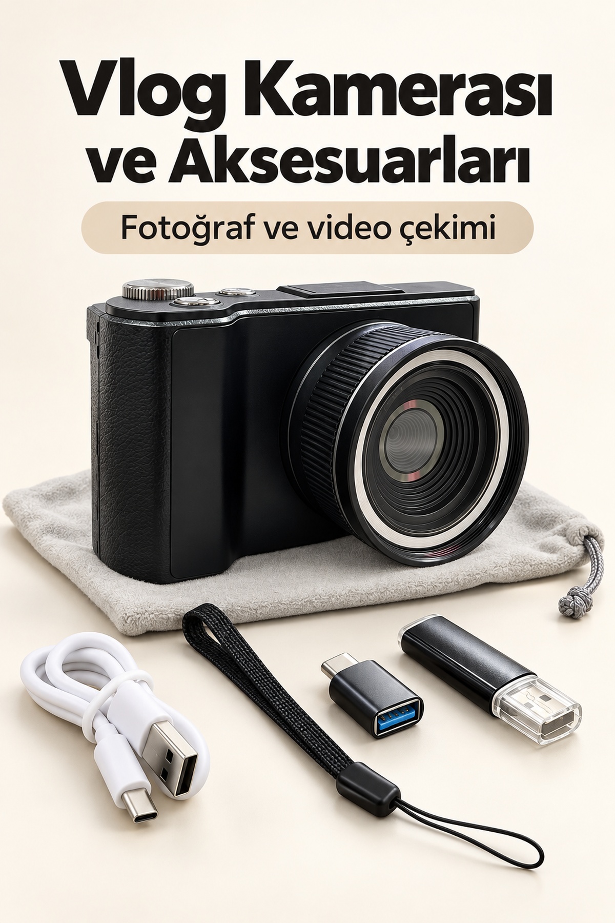Otomatik Odaklamalı Dijital Fotoğraf Makinesi 4K Video ve Fotoğraf Çekimi - Bayi Depom