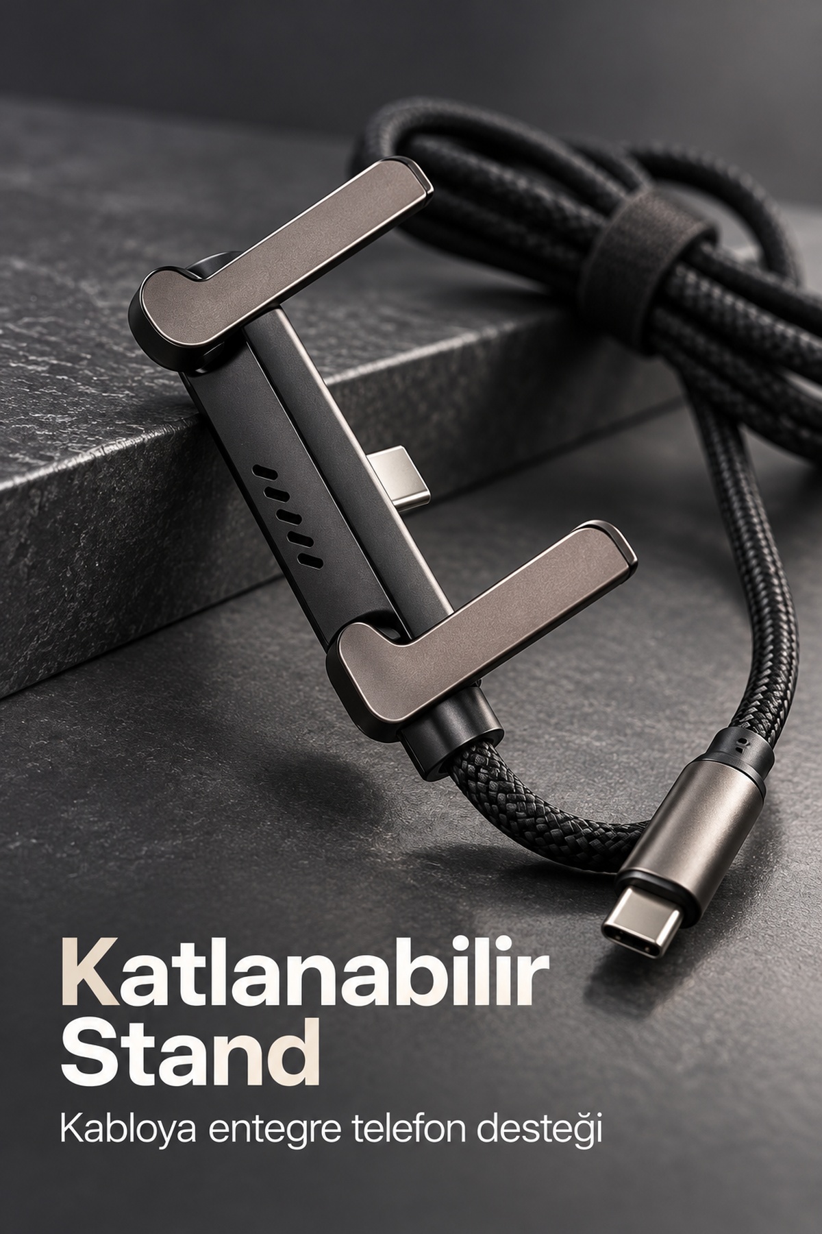 Örgü Şarj Kablosu Entegre Katlanabilir Telefon Destekli - Bayi Depom Örgü Şarj Kablosu Entegre Katlanabilir Telefon Destekli - Bayi Depom
