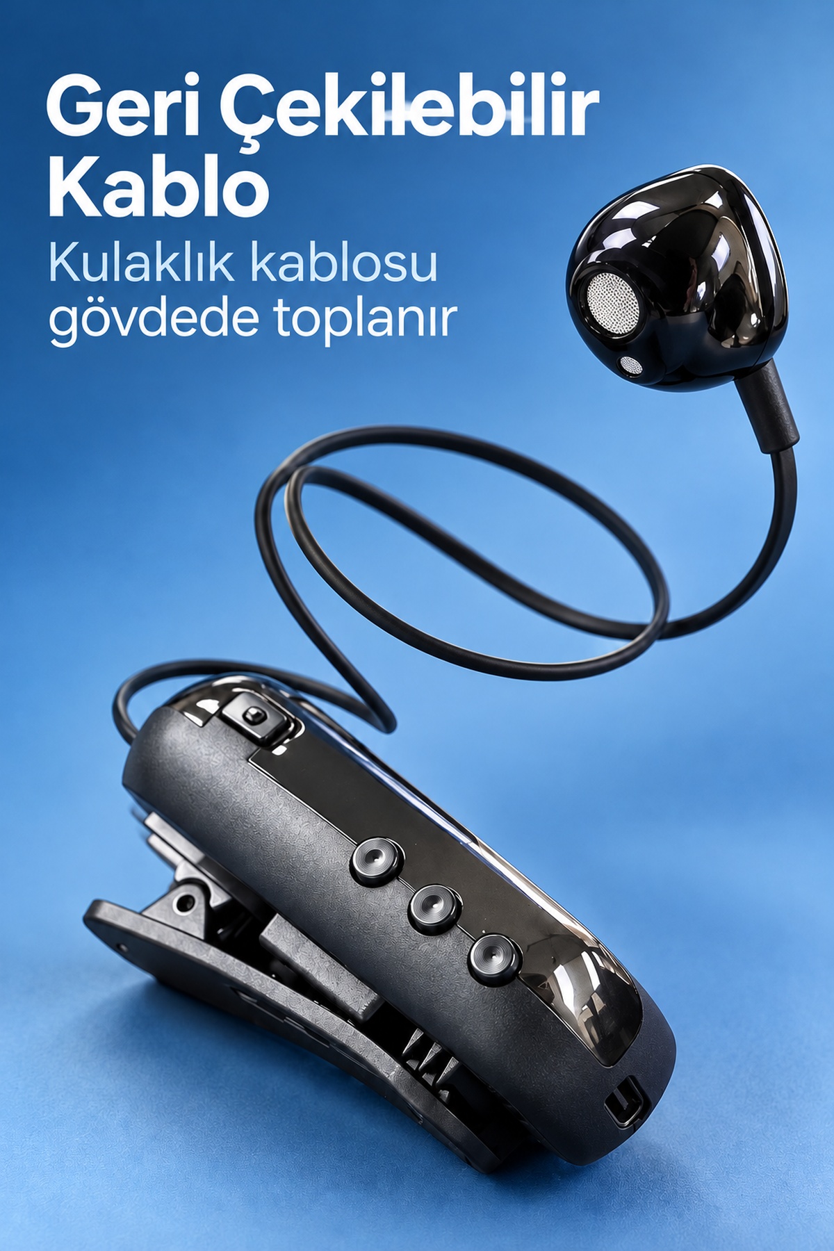 Yaka Klipsli Makaralı Bluetooth Tek Kulaklık - Bayi Depom