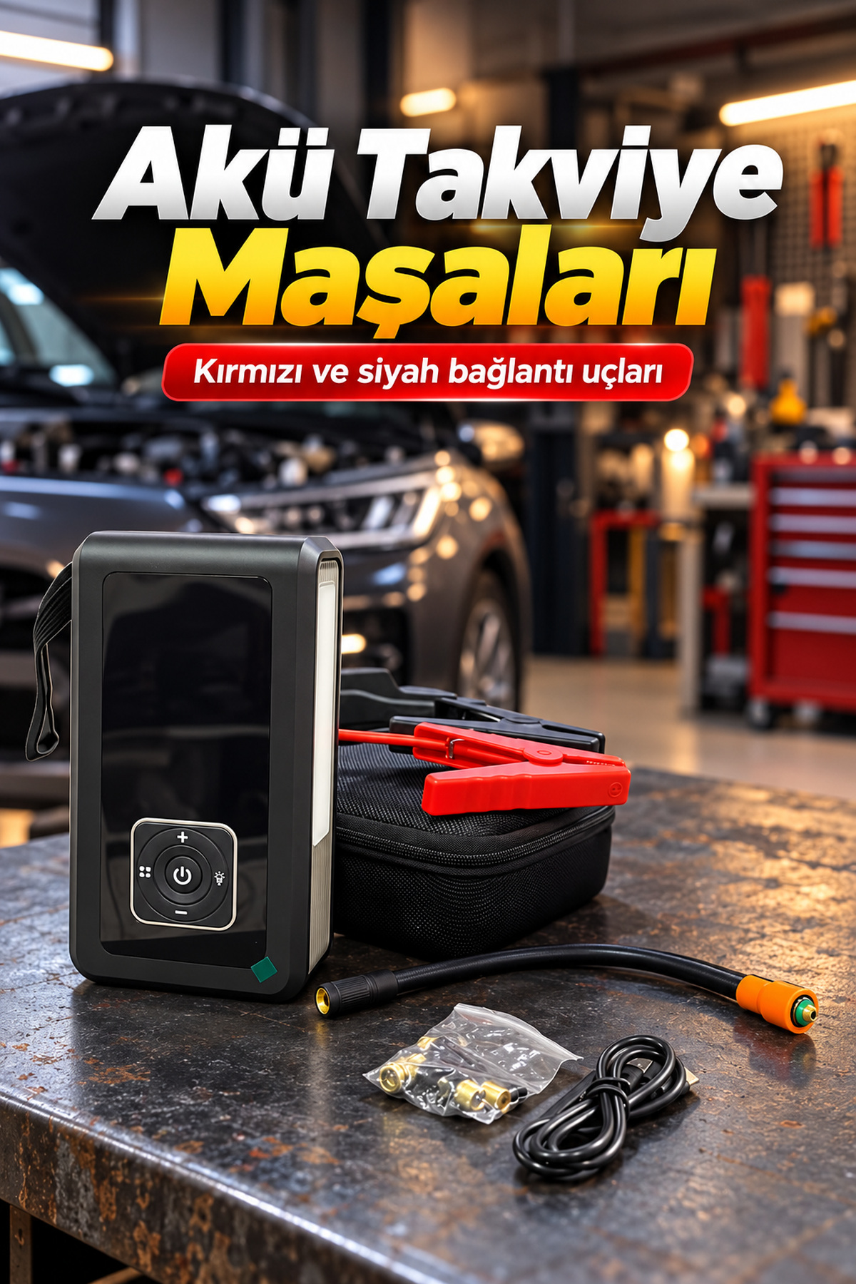 Taşınabilir Akü Takviye Cihazı ve Powerbank Özellikli Lastik Şişirme Pompası - Bayi Depom Taşınabilir Akü Takviye Cihazı ve Powerbank Özellikli Lastik Şişirme Pompası - Bayi Depom