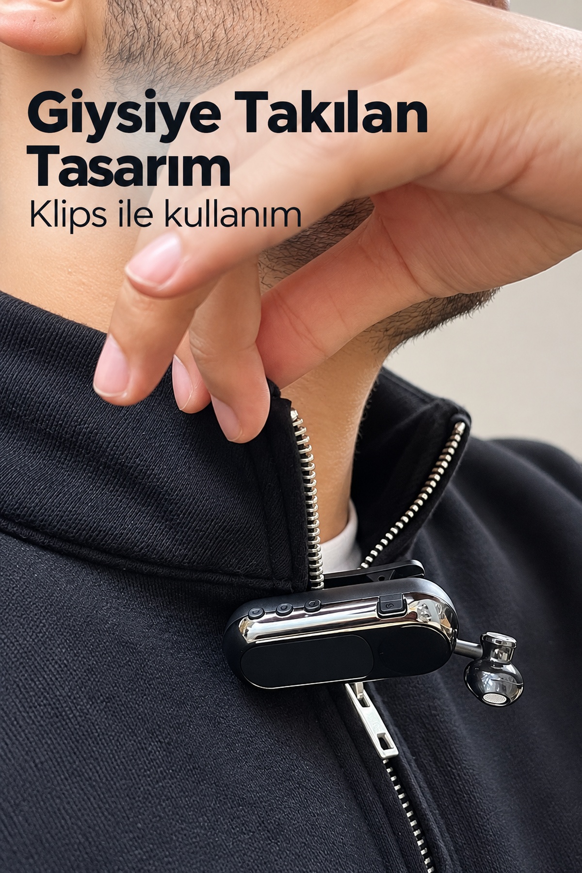 Yaka Klipsli Makaralı Bluetooth Tek Kulaklık - Bayi Depom