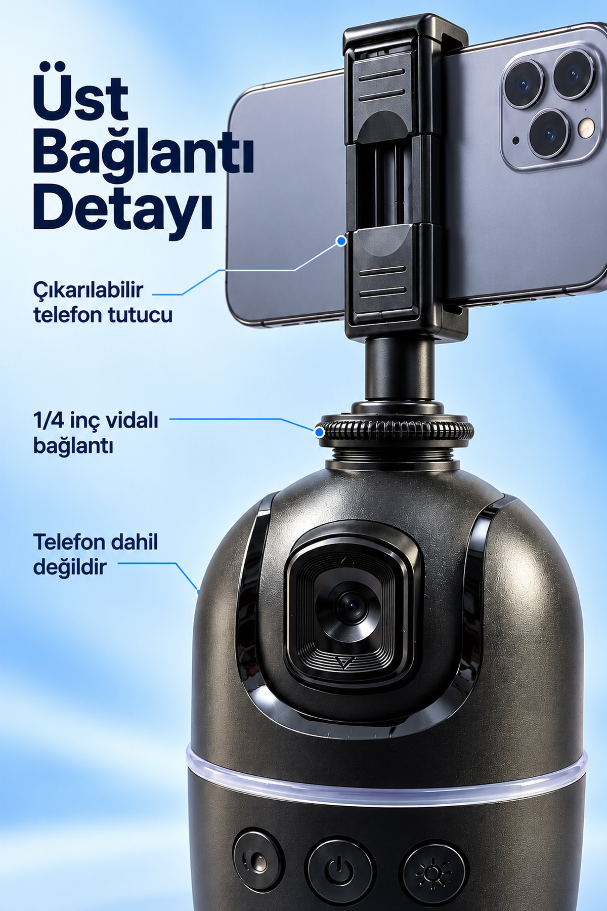 Yatay ve Dikey Çekim İçin Yüz Takipli Telefon Tutucu - Bayi Depom Yatay ve Dikey Çekim İçin Yüz Takipli Telefon Tutucu - Bayi Depom