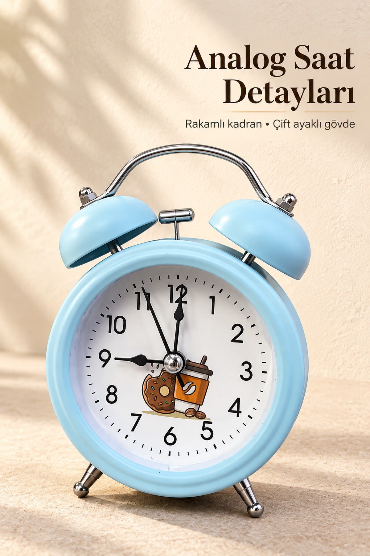 Çift Çanlı Analog Çalar Saat Dekoratif Masa Saati - Bayi Depom