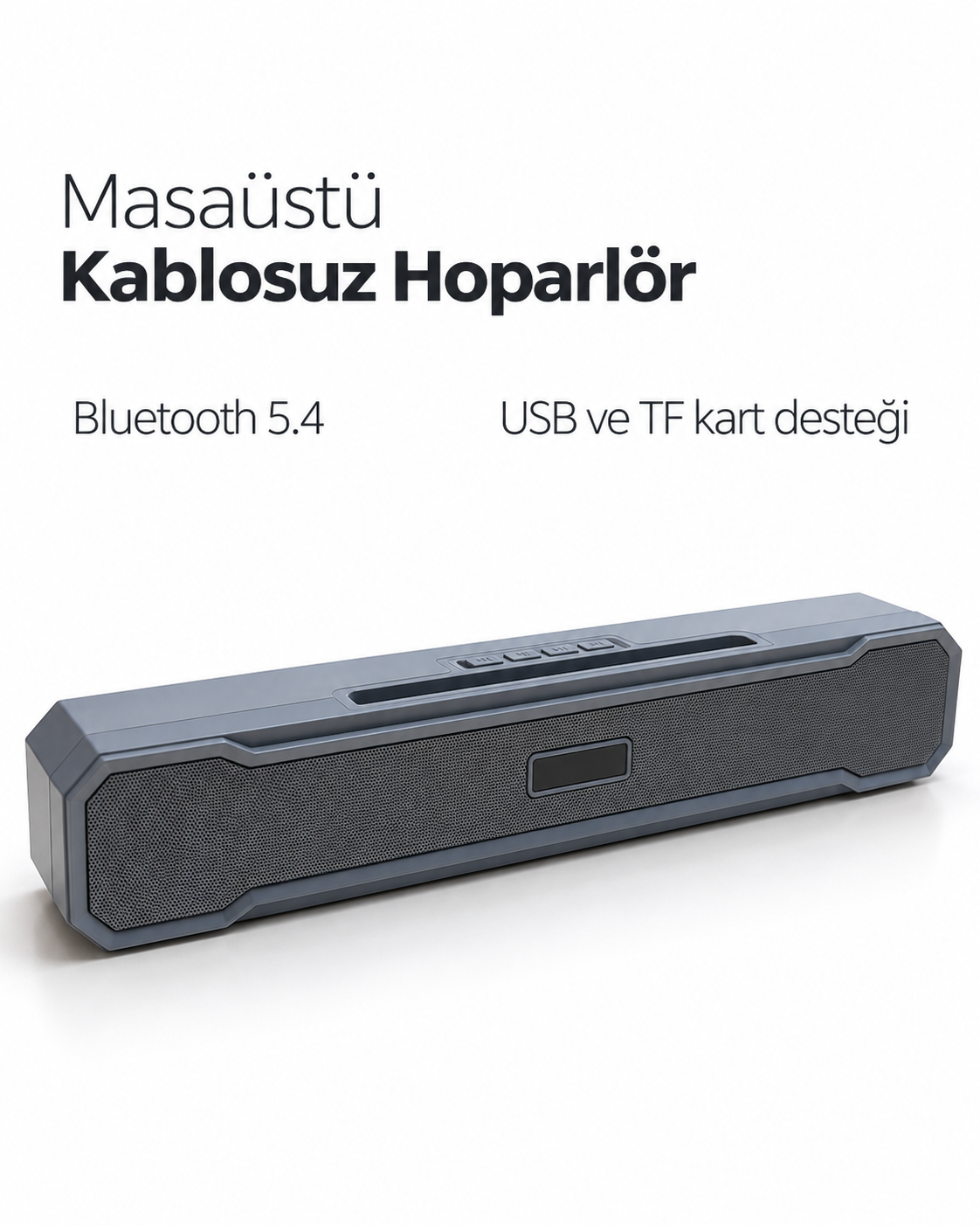 Metal Izgara Ön Yüzeyli Uzun Gövdeli USB Destekli Kablosuz Masaüstü Hoparlör - Bayi Depom