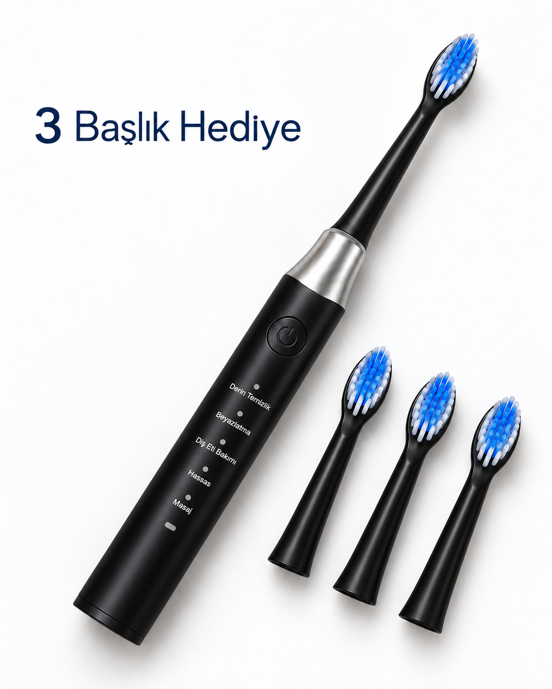 Değiştirilebilir Başlıklı Siyah Elektrikli Diş Fırçası 5 Mod ve 3 Yedek Başlık - Bayi Depom Değiştirilebilir Başlıklı Siyah Elektrikli Diş Fırçası 5 Mod ve 3 Yedek Başlık - Bayi Depom